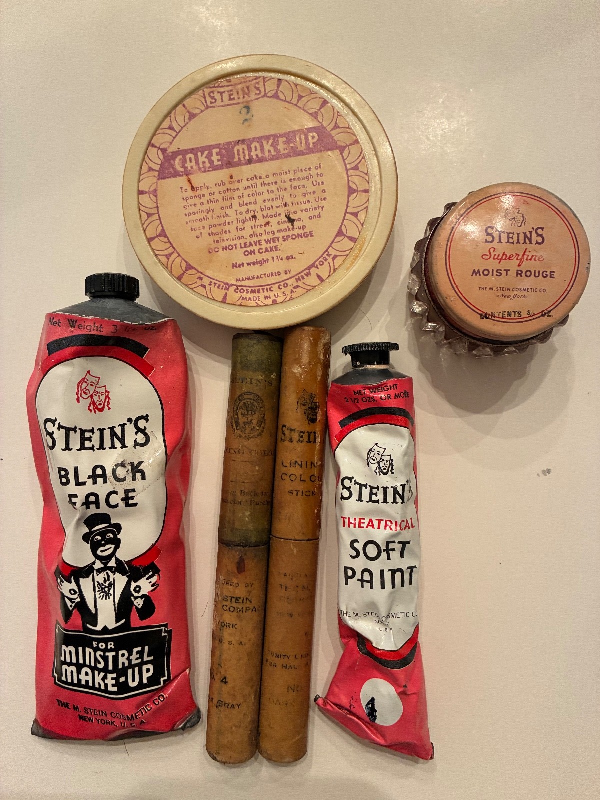 Vintage 1950's Stein's Theatrical Make-Up Lot 6 pcs - Used Vintage 1950's Stein's Theatrical Make-Up Lot 6 pcs - Used