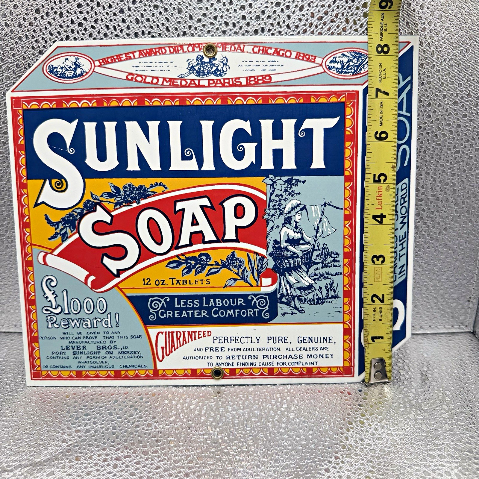 Vintage Ande Rooney Sunlight Soap Porcelain Enameled Advertisement Sign Vintage Ande Rooney Sunlight Soap Porcelain Enameled Advertisement Sign