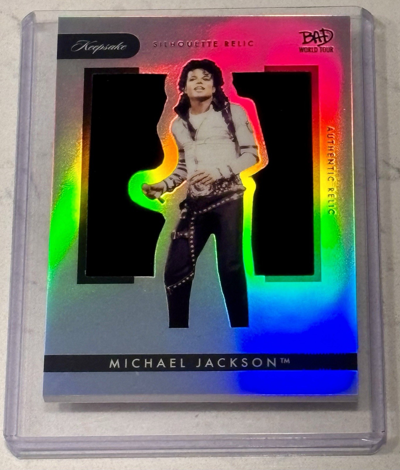 2025 Keepsake Michael Jackson Bad World Tour HOLO Silhouette Jacket Relic #267 2025 Keepsake Michael Jackson Bad World Tour HOLO Silhouette Jacket Relic #267