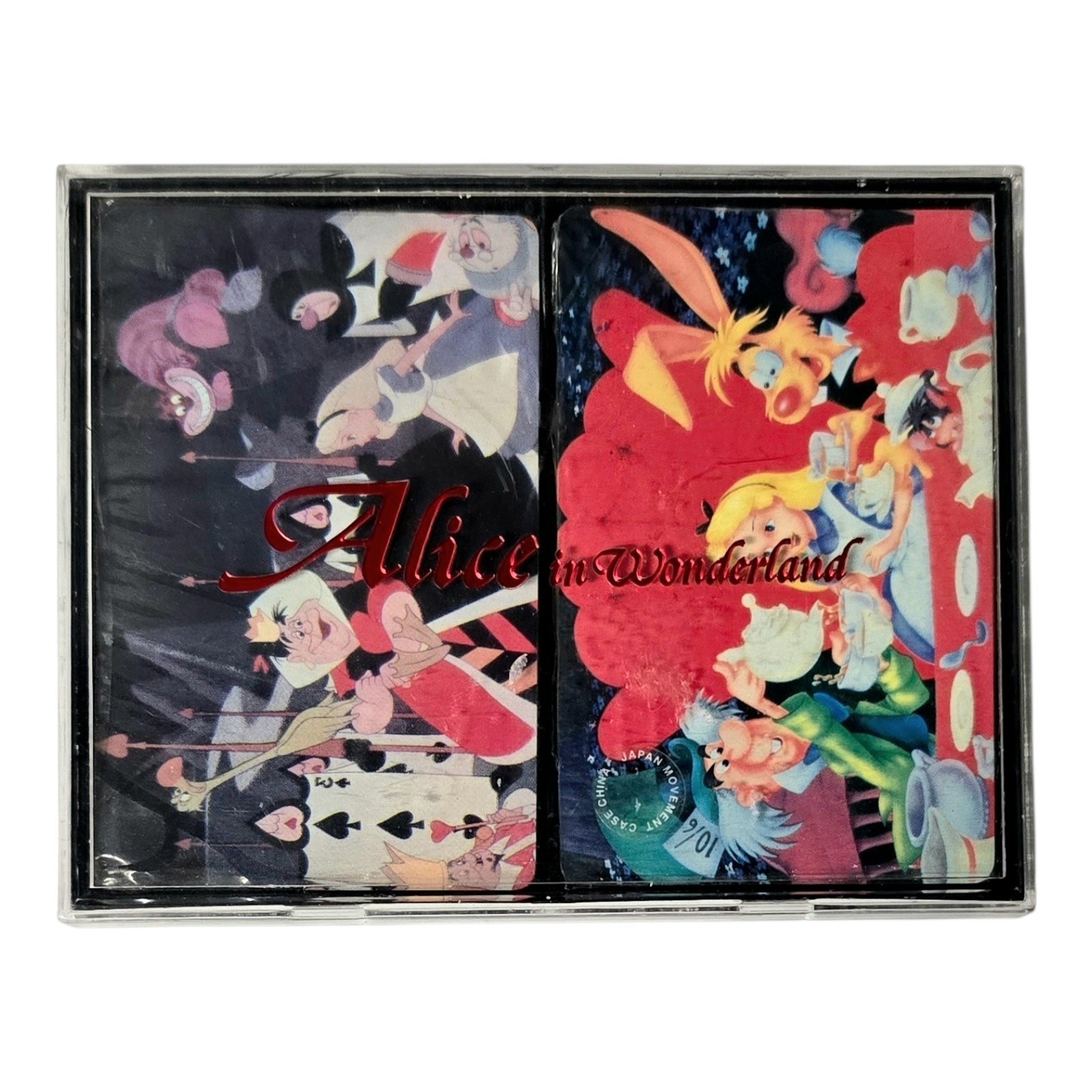 Vtg Disney Alice in Wonderland Double Deck Playing Cards Set Plastic Case 1970s Vtg Disney Alice in Wonderland Double Deck Playing Cards Set Plastic Case 1970s