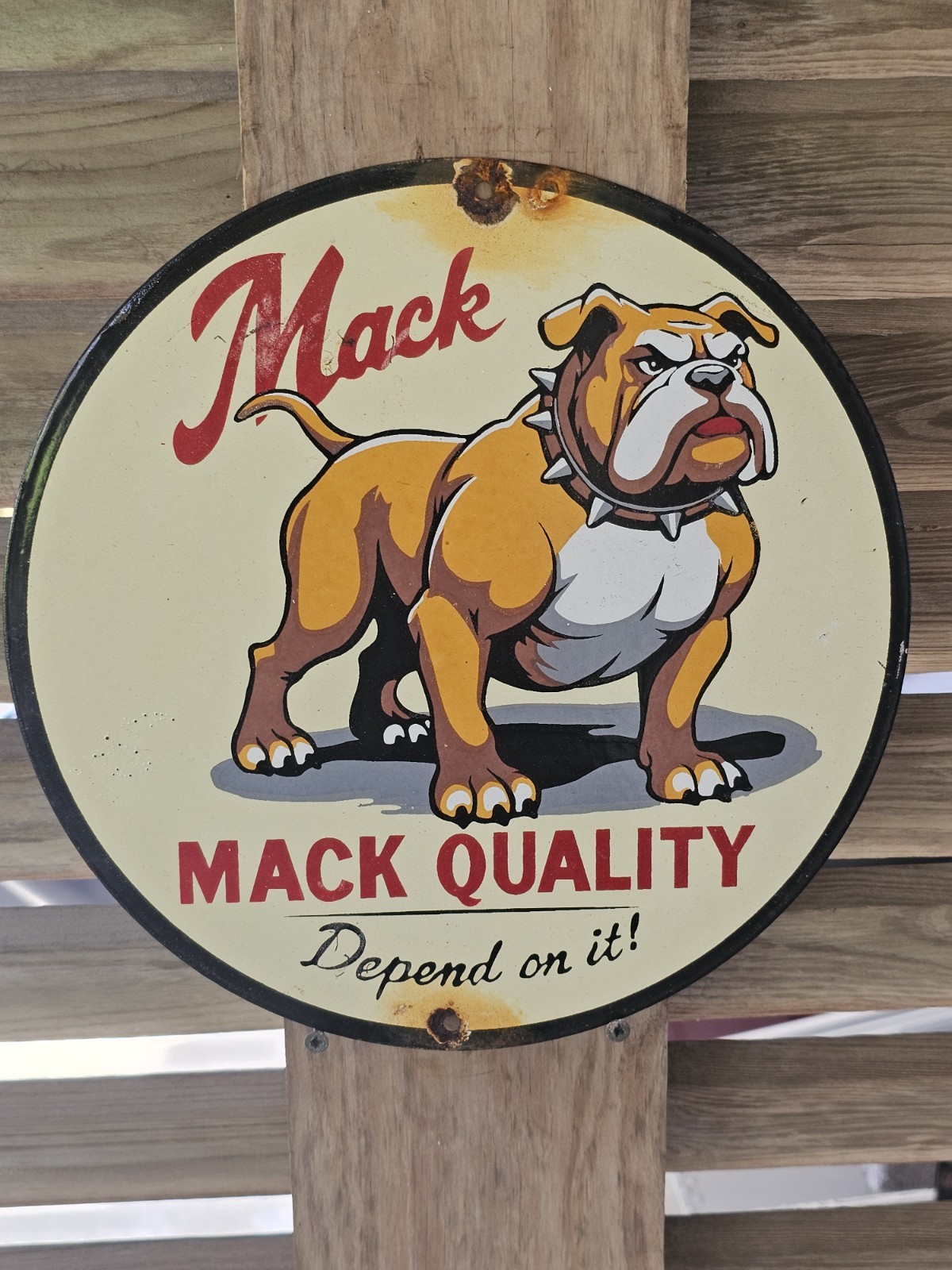 VINTAGE 1950'S MACK DIESEL TRUCKS PORCELAIN SIGN 12" VINTAGE 1950'S MACK DIESEL TRUCKS PORCELAIN SIGN 12"