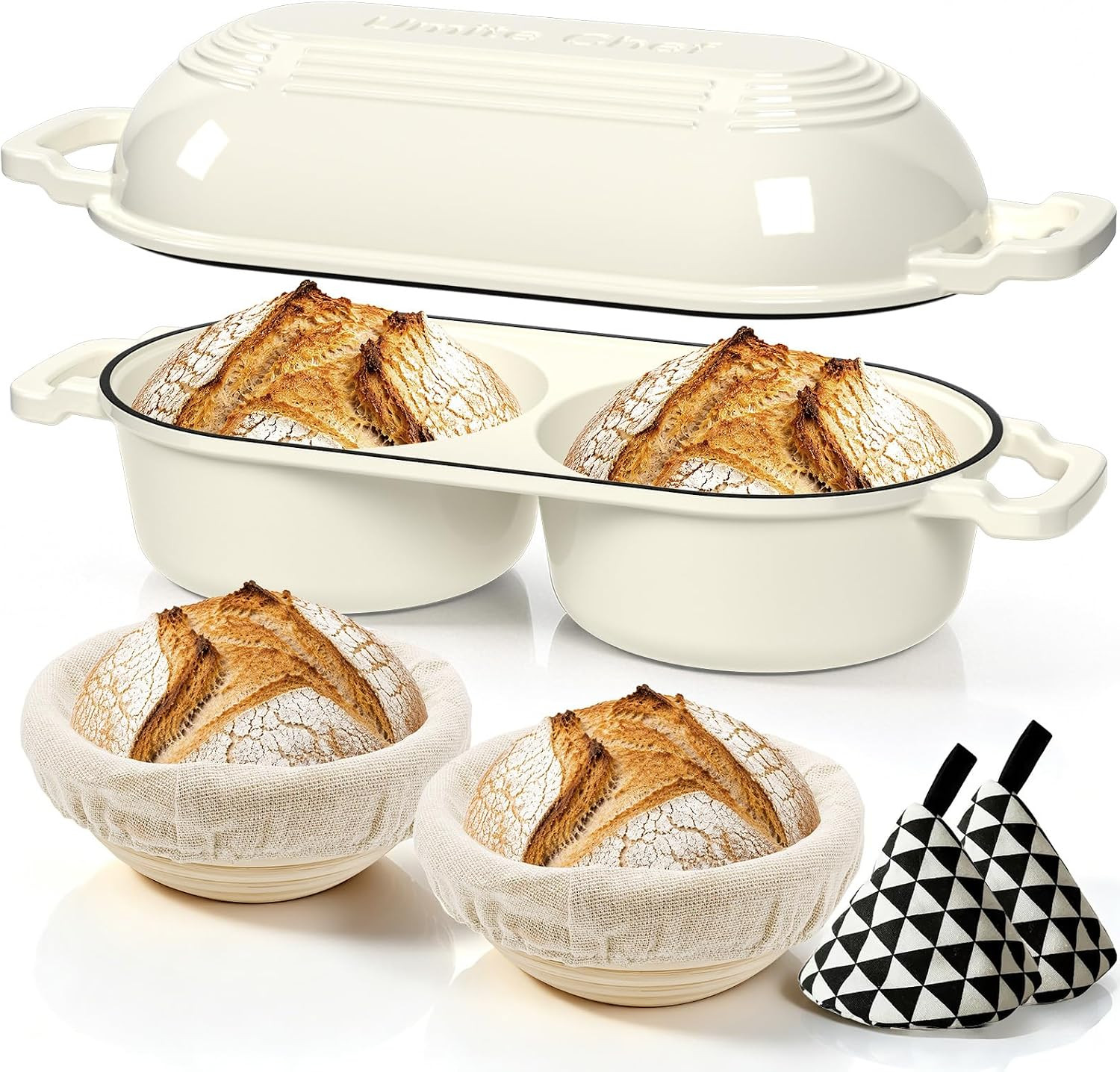 Dutch Oven for Sourdough Bread Baking - Enameled Cast Iron Dutch Oven Pot with L