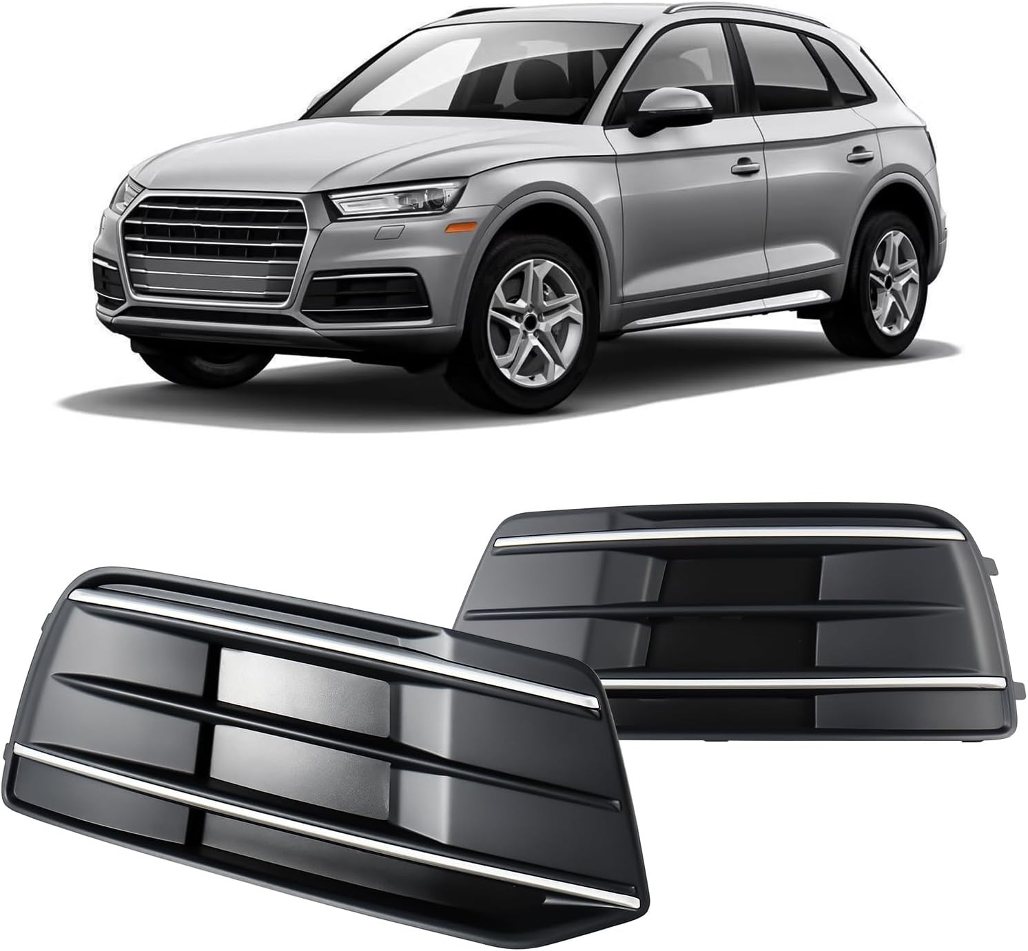 GearUp 1 Pair Front Driving Fog Light Bezel Cover for Audi Q5 2018-2020 GearUp 1 Pair Front Driving Fog Light Bezel Cover for Audi Q5 2018-2020