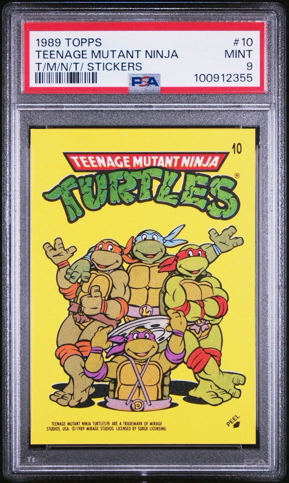 1989 TOPPS TEENAGE MUTANT NINJA TURTLES STICKERS #10 PSA 9 Rookie 1989 TOPPS TEENAGE MUTANT NINJA TURTLES STICKERS #10 PSA 9 Rookie