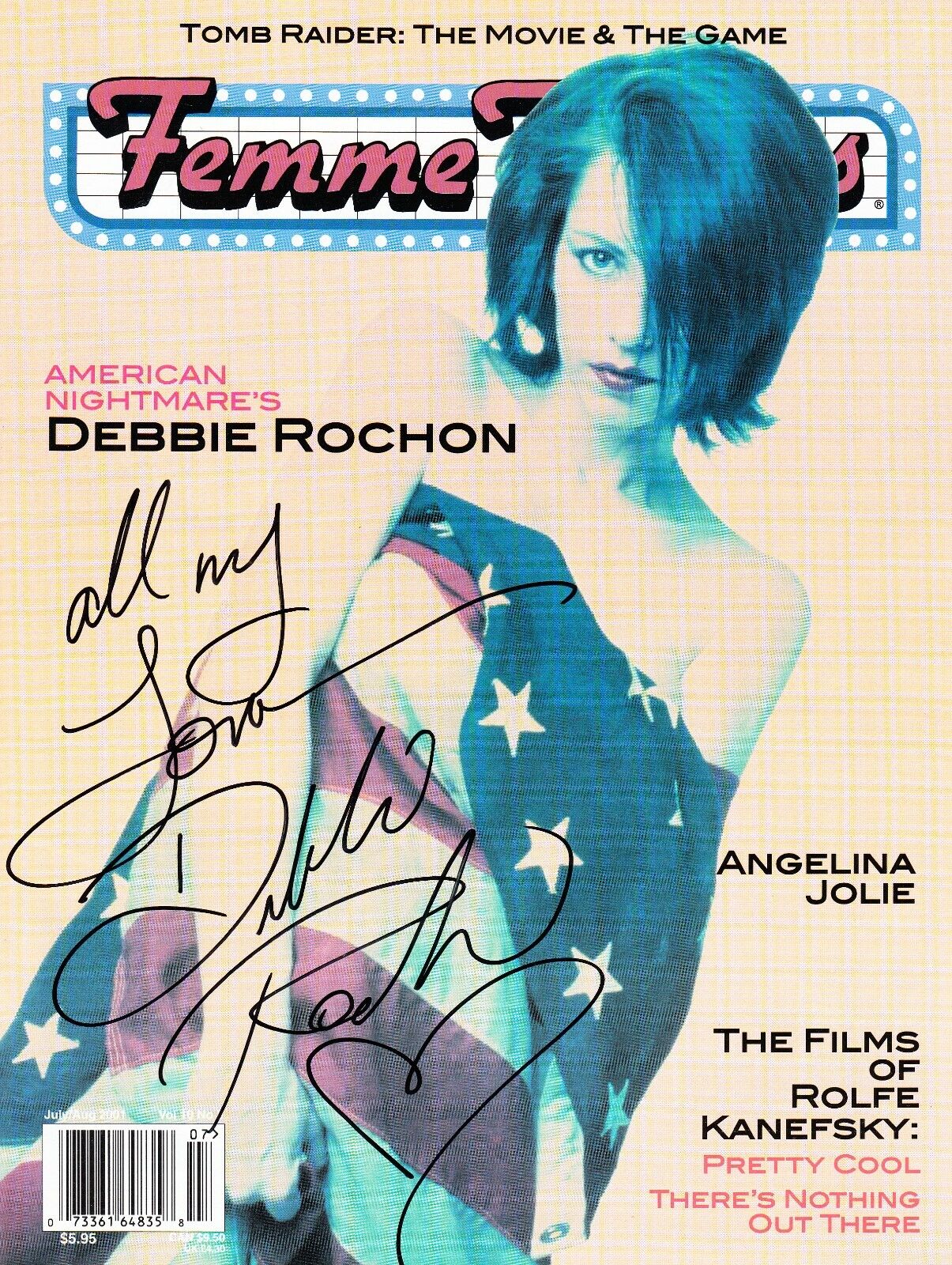 FEMME FATALE Magazine SIGNED Debbie ROCHON B-Movie Scream Queen + Tomb Raider NM