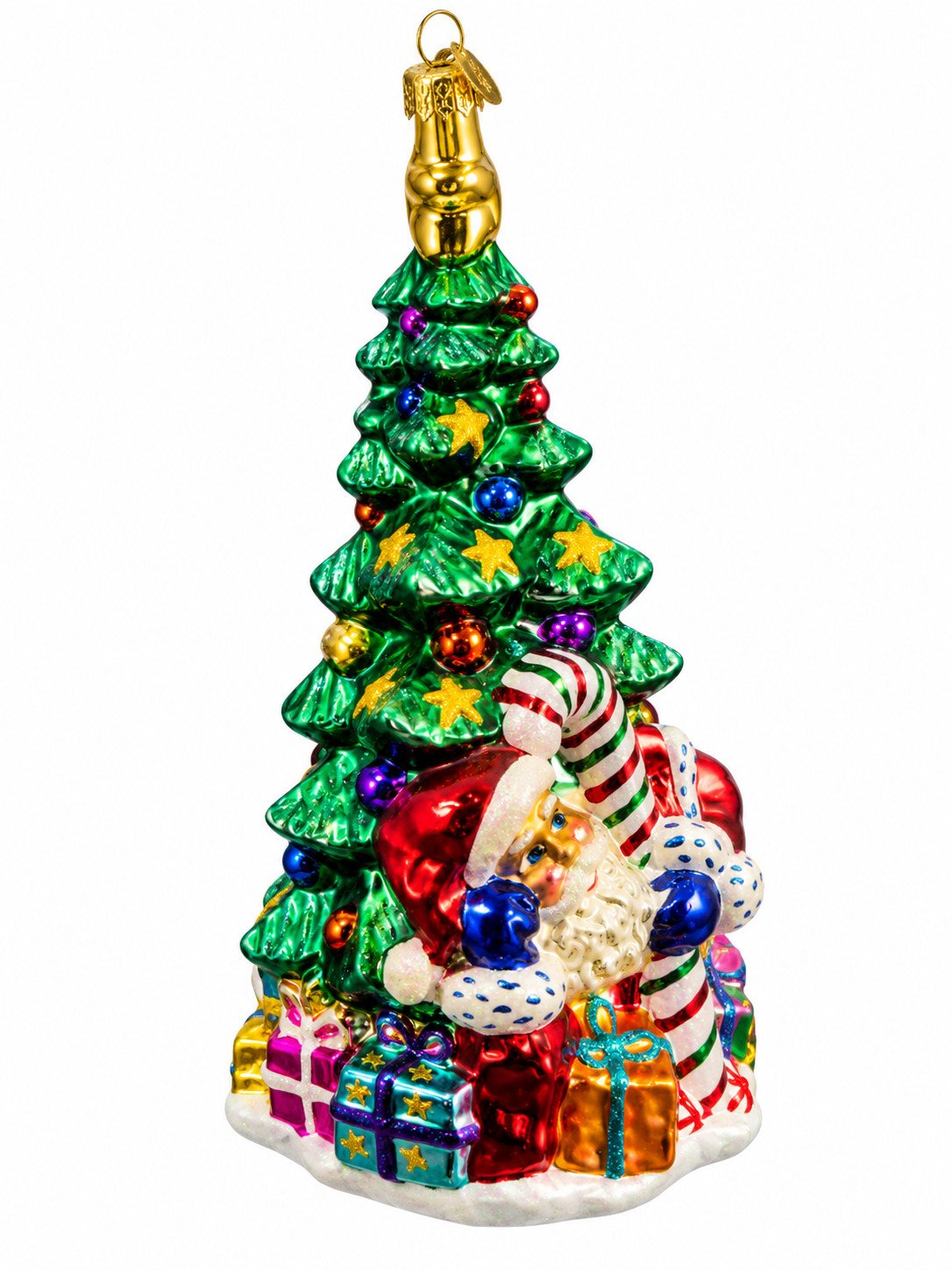 Vtg RADKO SANTA IN TREE-POSE Large 7.5" Blown Glass Ornament 2001 Poland Vtg RADKO SANTA IN TREE-POSE Large 7.5" Blown Glass Ornament 2001 Poland