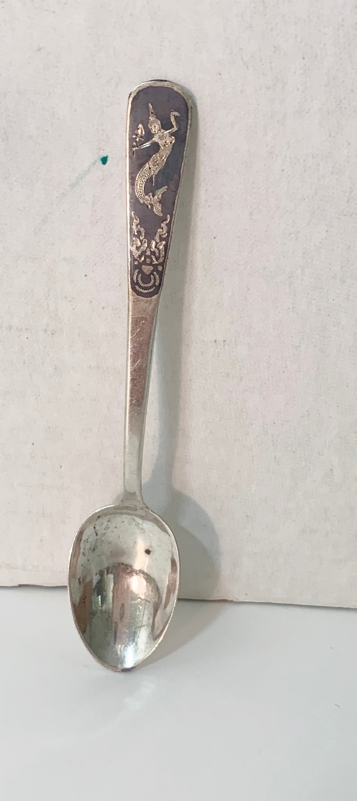 Vintage Siam Niello Sterling Silver 4 Inch Spoon Thailand Vintage Siam Niello Sterling Silver 4 Inch Spoon Thailand