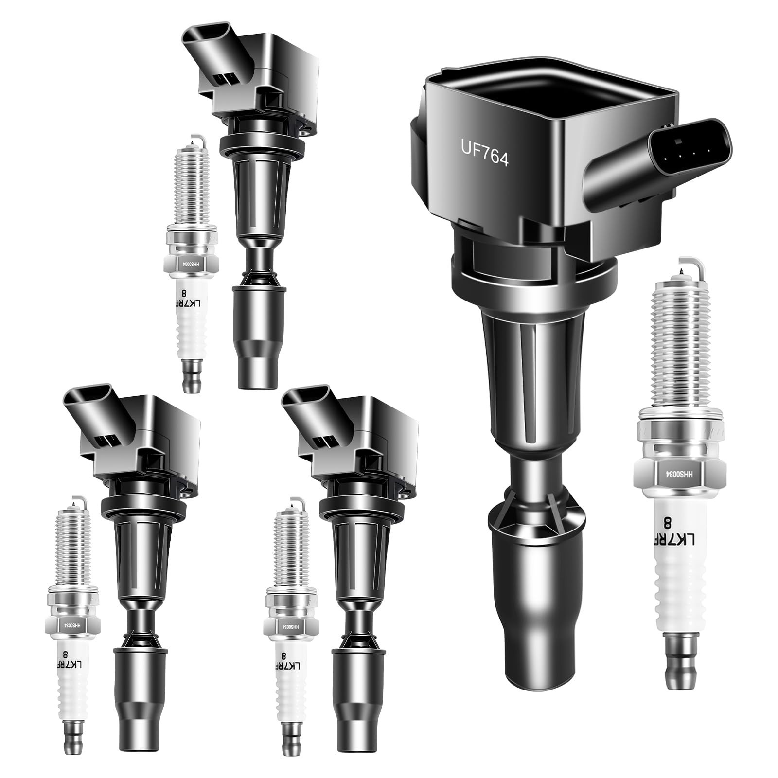 UF764 & 93175 Ignition Coil Pack and Iridium Spark Plugs Set of 4 OE Compatib... UF764 & 93175 Ignition Coil Pack and Iridium Spark Plugs Set of 4 OE Compatib...