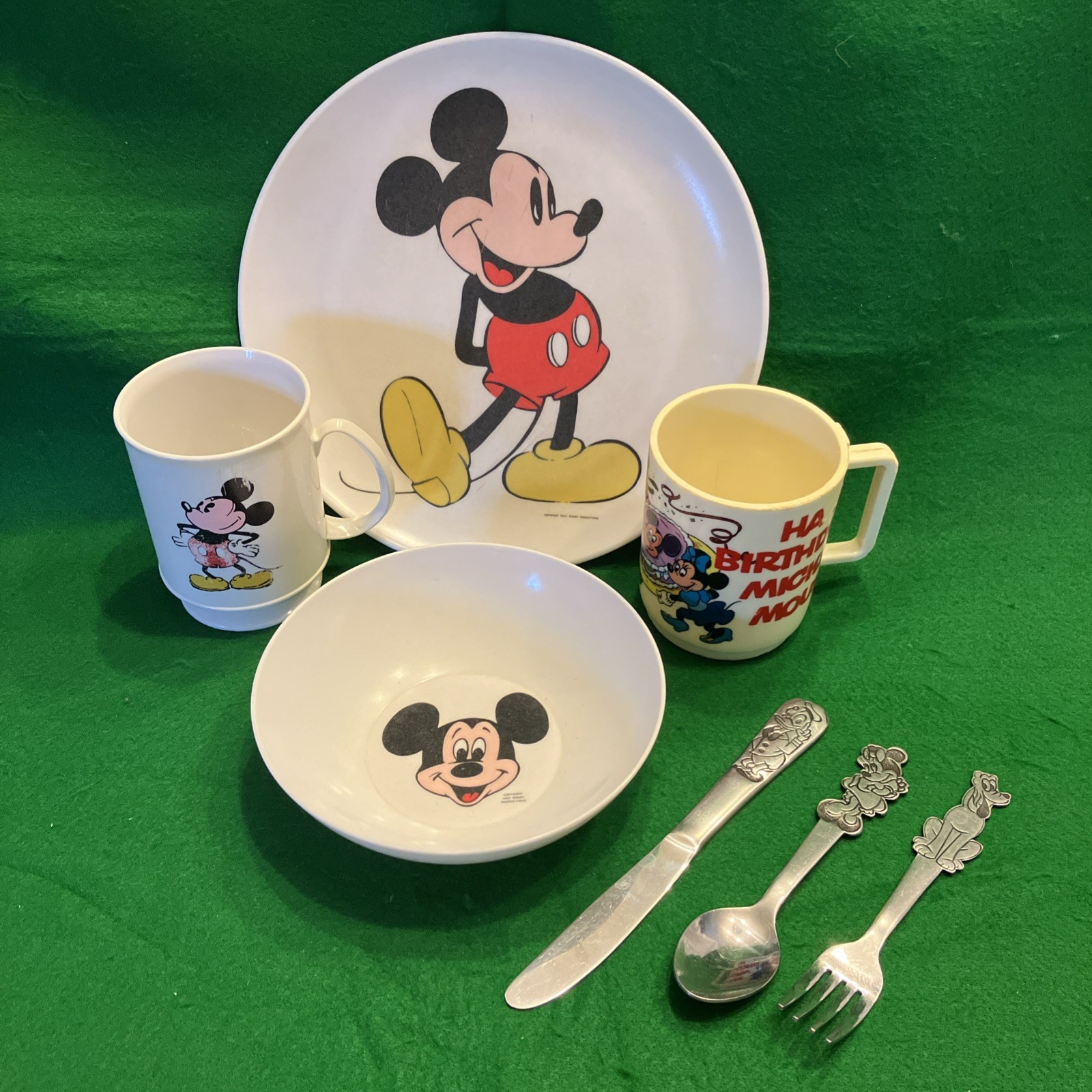 Walt Disney Mickey Mouse Cups Plate Bowl Bonny Silverware