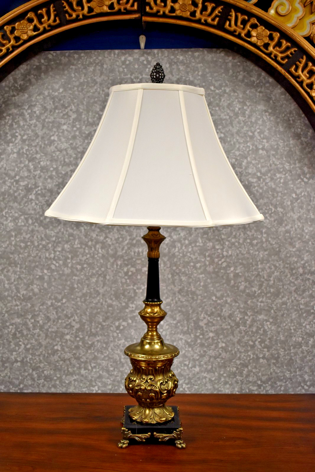 32" VINTAGE & NEW UL PARTS BLACK MARBLE/BRASS COLUMN LAMP 32" VINTAGE & NEW UL PARTS BLACK MARBLE/BRASS COLUMN LAMP