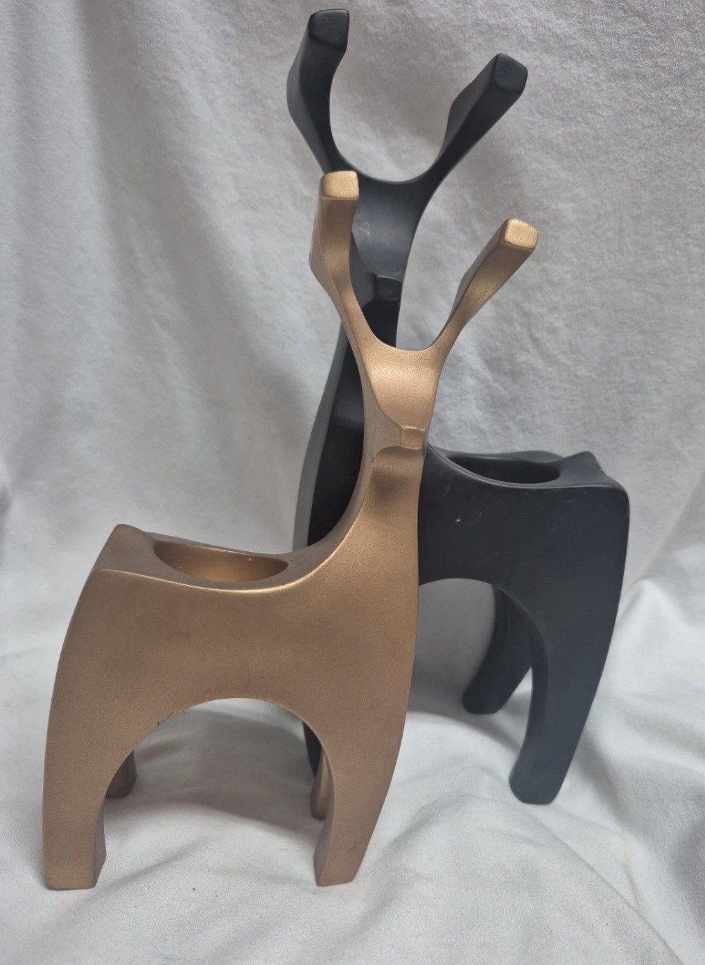 Partylite Endearing Reindeer Candle Holders MCM Scandinavian Style 8" & 10" NIB Partylite Endearing Reindeer Candle Holders MCM Scandinavian Style 8" & 10" NIB