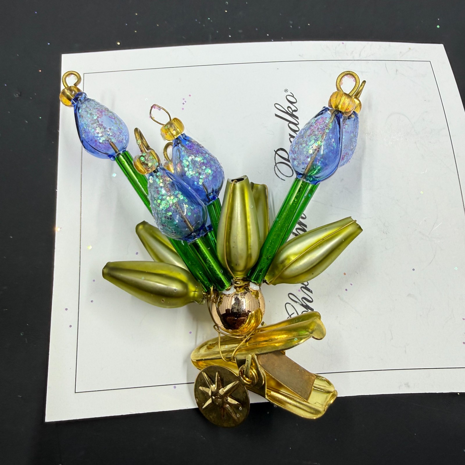 VINTAGE RADKO CLIP ON WEE BUDS BEADED GLASS CHRISTMAS ORNAMENT RARE FLOWER VINTAGE RADKO CLIP ON WEE BUDS BEADED GLASS CHRISTMAS ORNAMENT RARE FLOWER