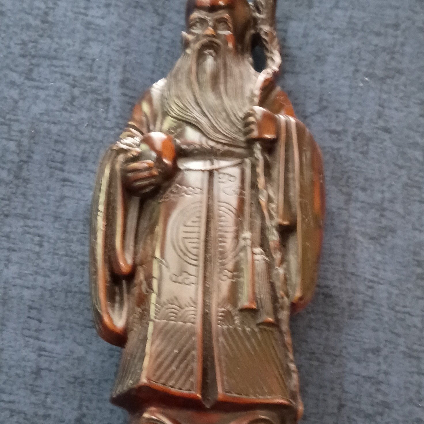 Rare Unique Vintage dark brown Resin Asian Japanese Statue Fukurokuju Lucky God Rare Unique Vintage dark brown Resin Asian Japanese Statue Fukurokuju Lucky God