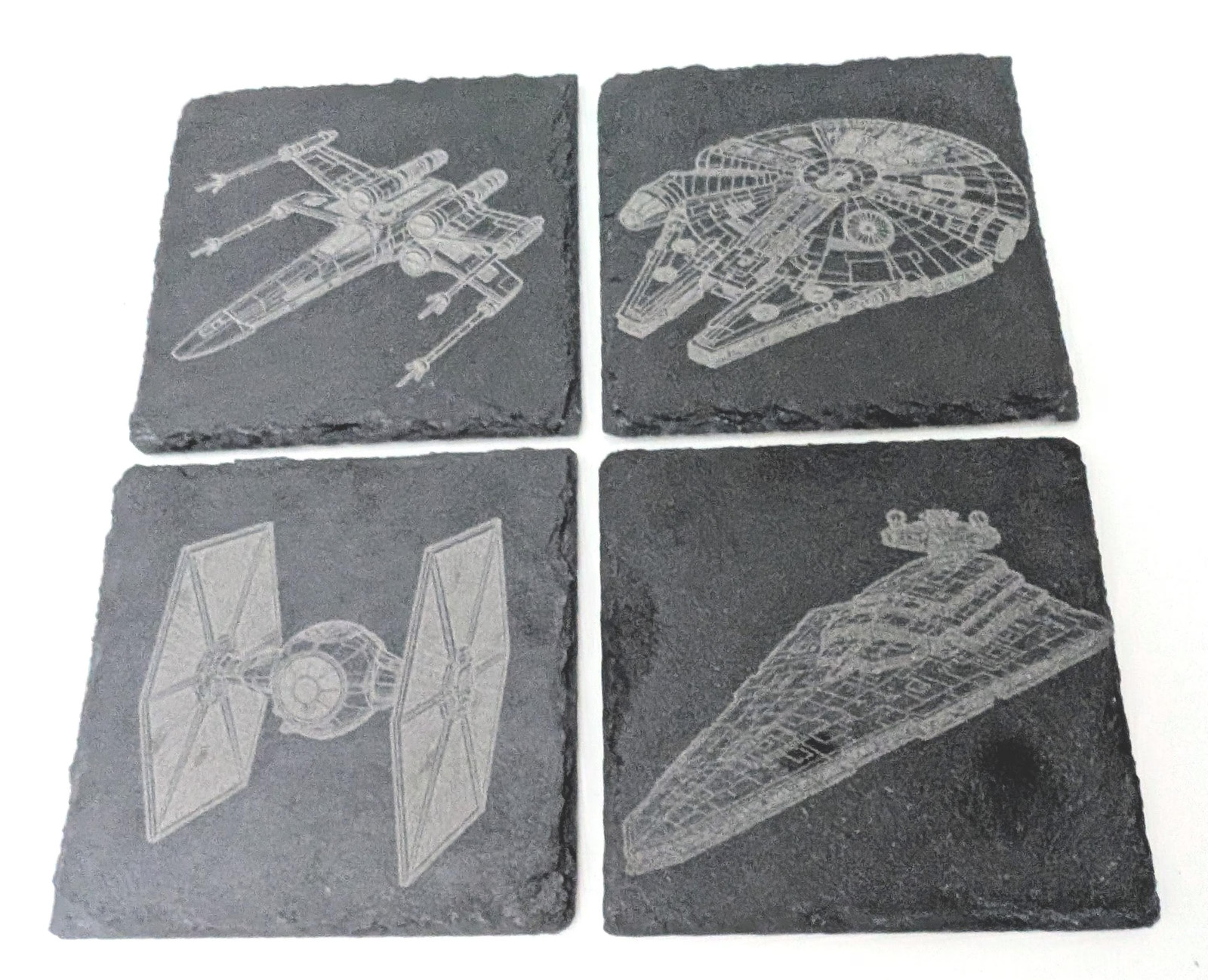 Star Wars Ships Slate Coaster Set of 4 | Laser-Etched Stone Coasters Star Wars Ships Slate Coaster Set of 4 | Laser-Etched Stone Coasters
