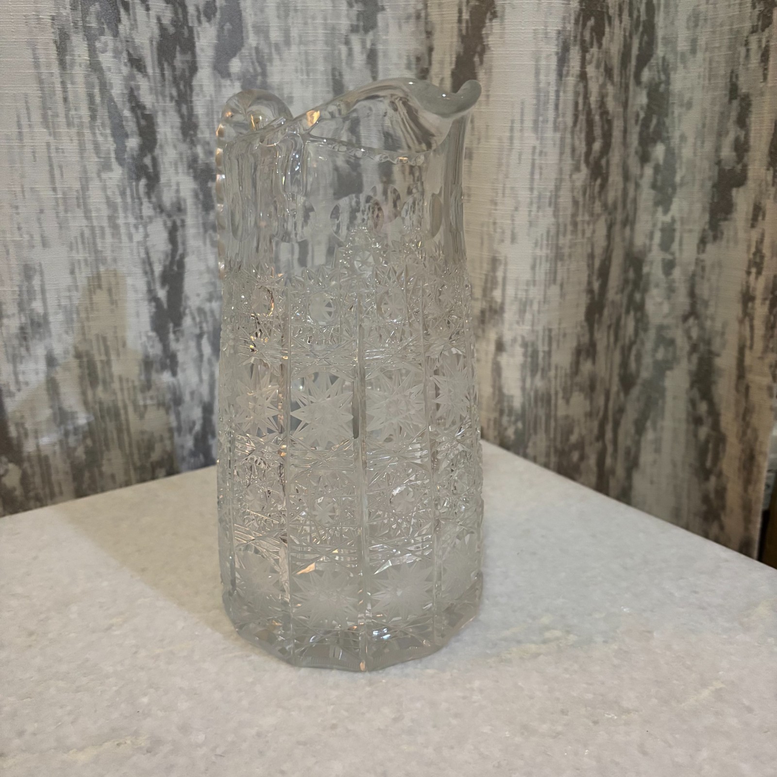 Vintage Bohemia Crystal Pitcher - Hand Cut Pinwheel Pattern - 1990s Vintage Bohemia Crystal Pitcher - Hand Cut Pinwheel Pattern - 1990s
