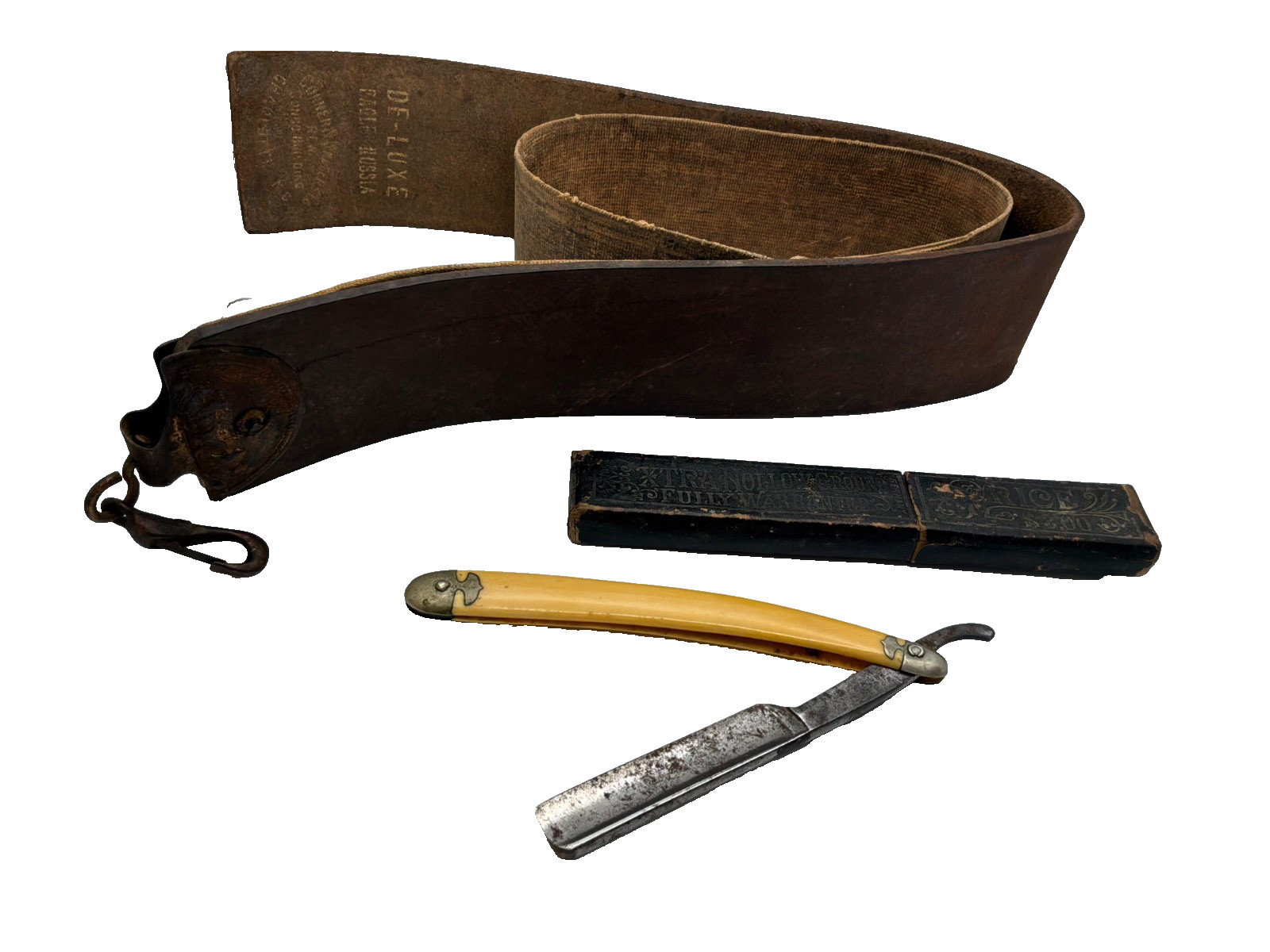 Antique W.R. Case & Sons Straight Razor Set Box Leather Strop Bradford PA Antique W.R. Case & Sons Straight Razor Set Box Leather Strop Bradford PA
