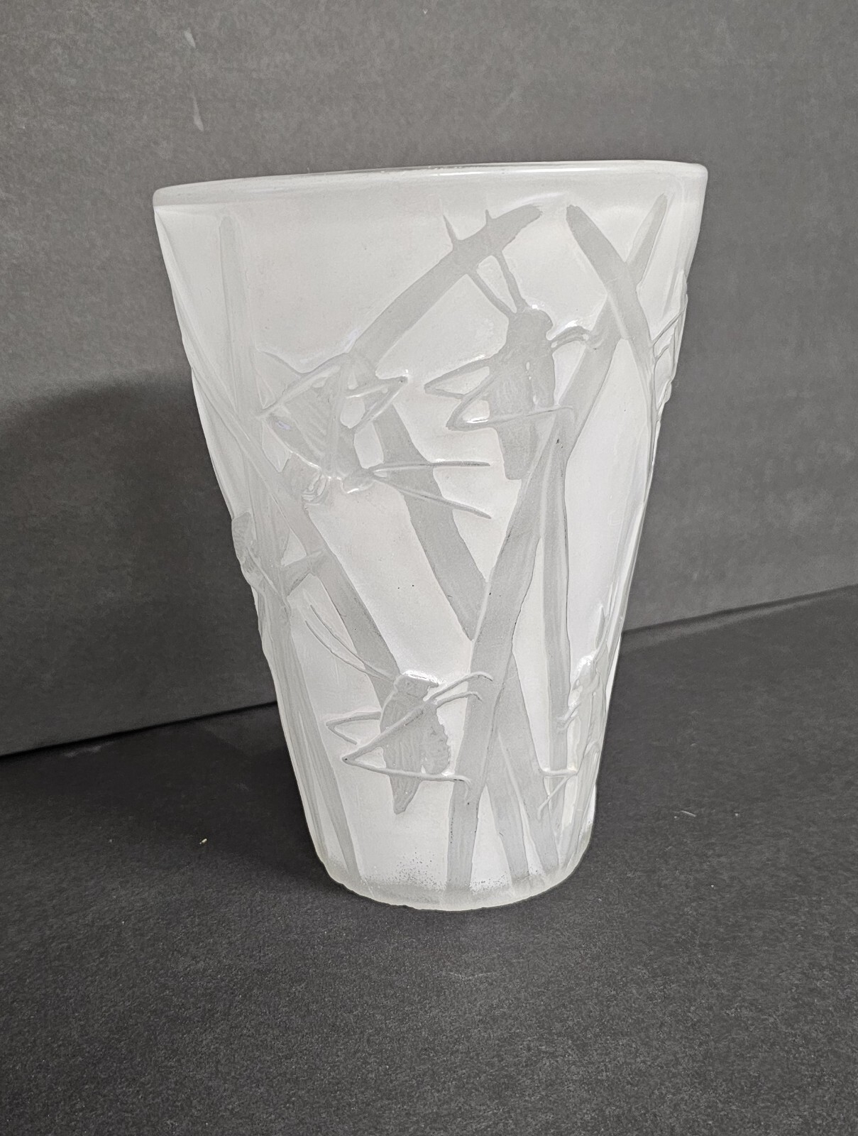 Consolidated Katydid vase in French Crystal finish 8" Consolidated Katydid vase in French Crystal finish 8"