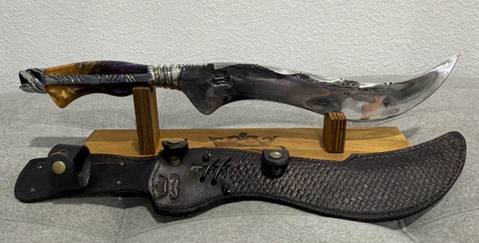 Handmade Brazilian Kukri Style Knife Imperador Bigode 12.7” Blade w/ Sheath Handmade Brazilian Kukri Style Knife Imperador Bigode 12.7” Blade w/ Sheath