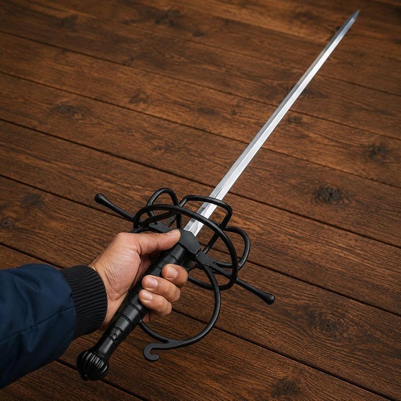 44" Historical Swept Hilt Rapier Sword w/Polished Nickel Silver Accents 44" Historical Swept Hilt Rapier Sword w/Polished Nickel Silver Accents
