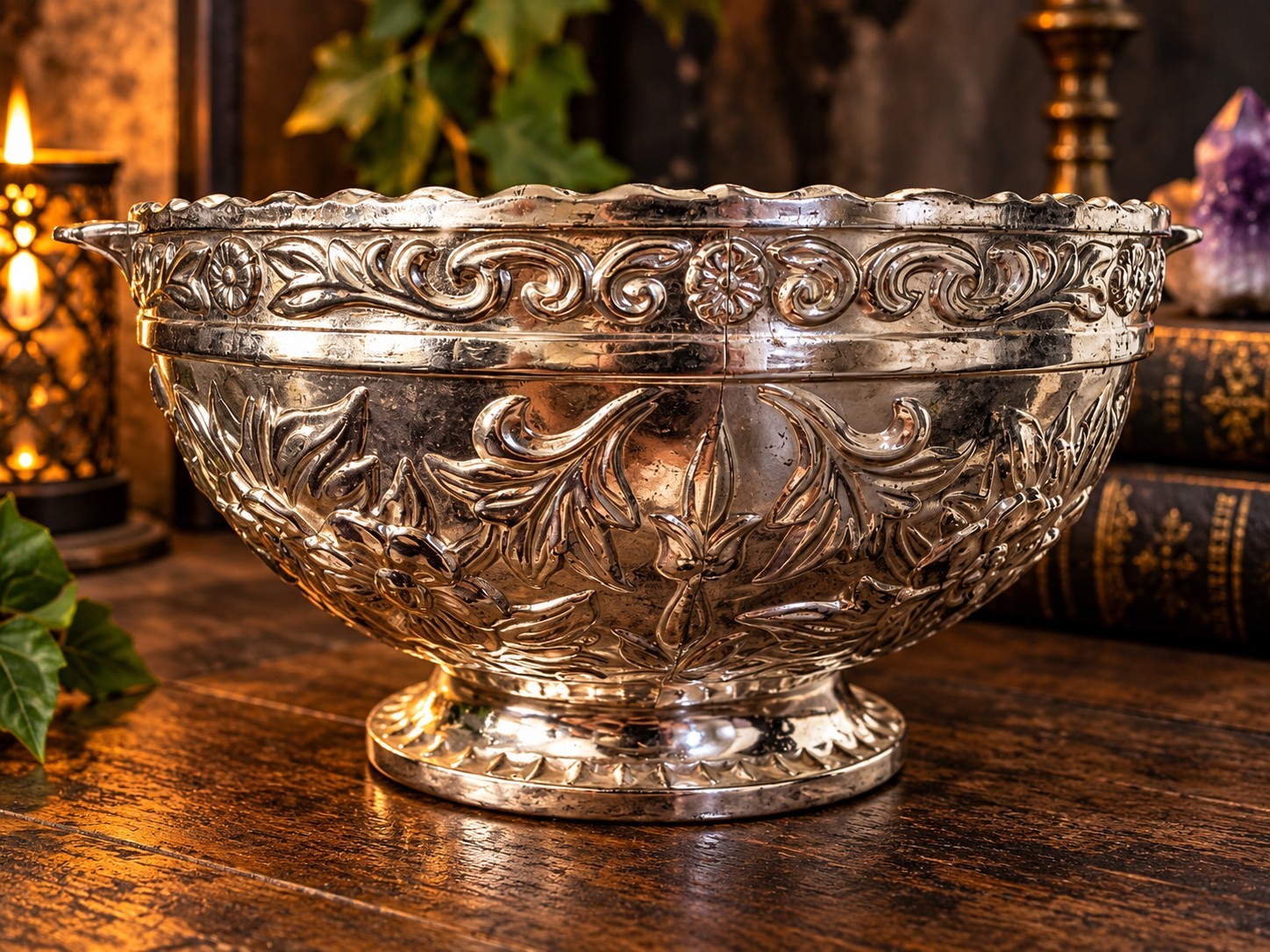 Ornate Silver Tone Altar Bowl | Ritual Offering Vessel | Offerings Ornate Silver Tone Altar Bowl | Ritual Offering Vessel | Offerings