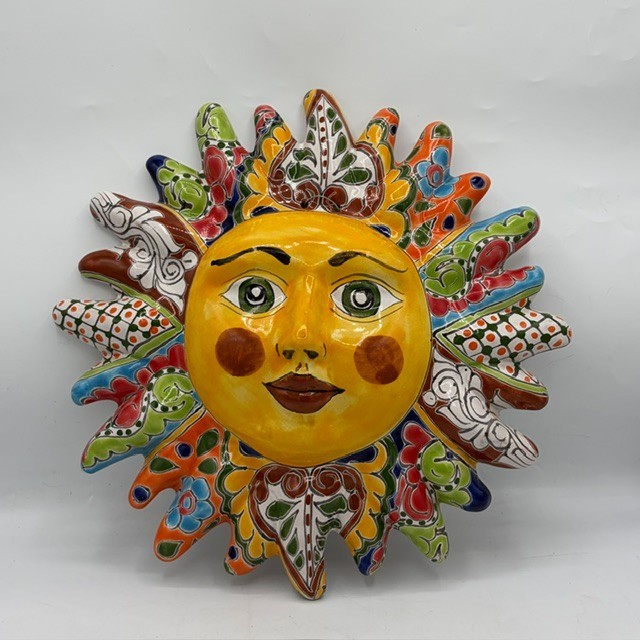 Mexican Talavera 13" Sun Face Wall Decor Hand Painted Mexican Talavera 13" Sun Face Wall Decor Hand Painted