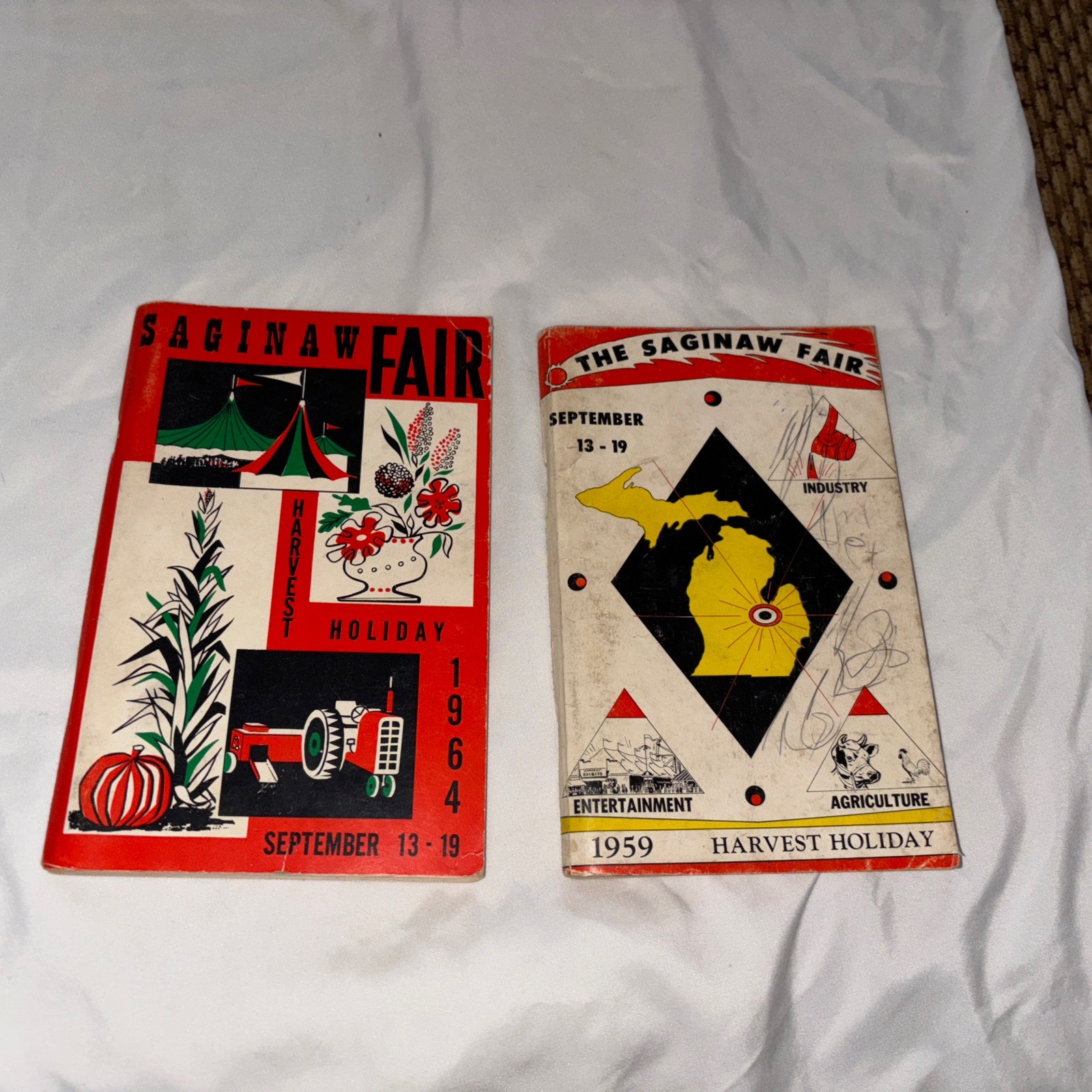 Vtg 1959 & 1964 - Saginaw MI FAIR Programs, Harvest Holiday Farm Products Cattle Vtg 1959 & 1964 - Saginaw MI FAIR Programs, Harvest Holiday Farm Products Cattle