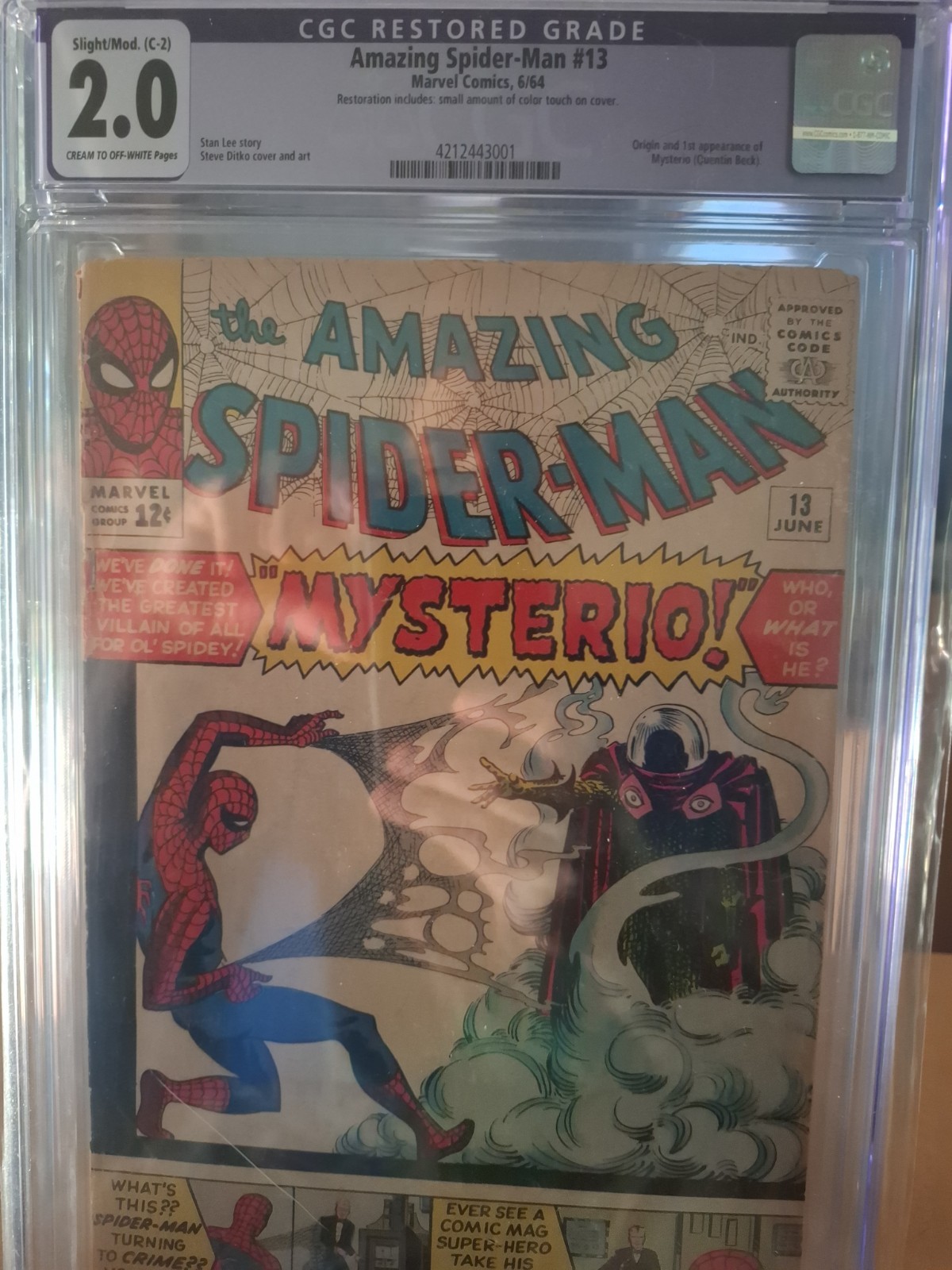 The Amazing Spider-Man #13 Cgc 2.0 Restored (Marvel Comics June 1964) The Amazing Spider-Man #13 Cgc 2.0 Restored (Marvel Comics June 1964)