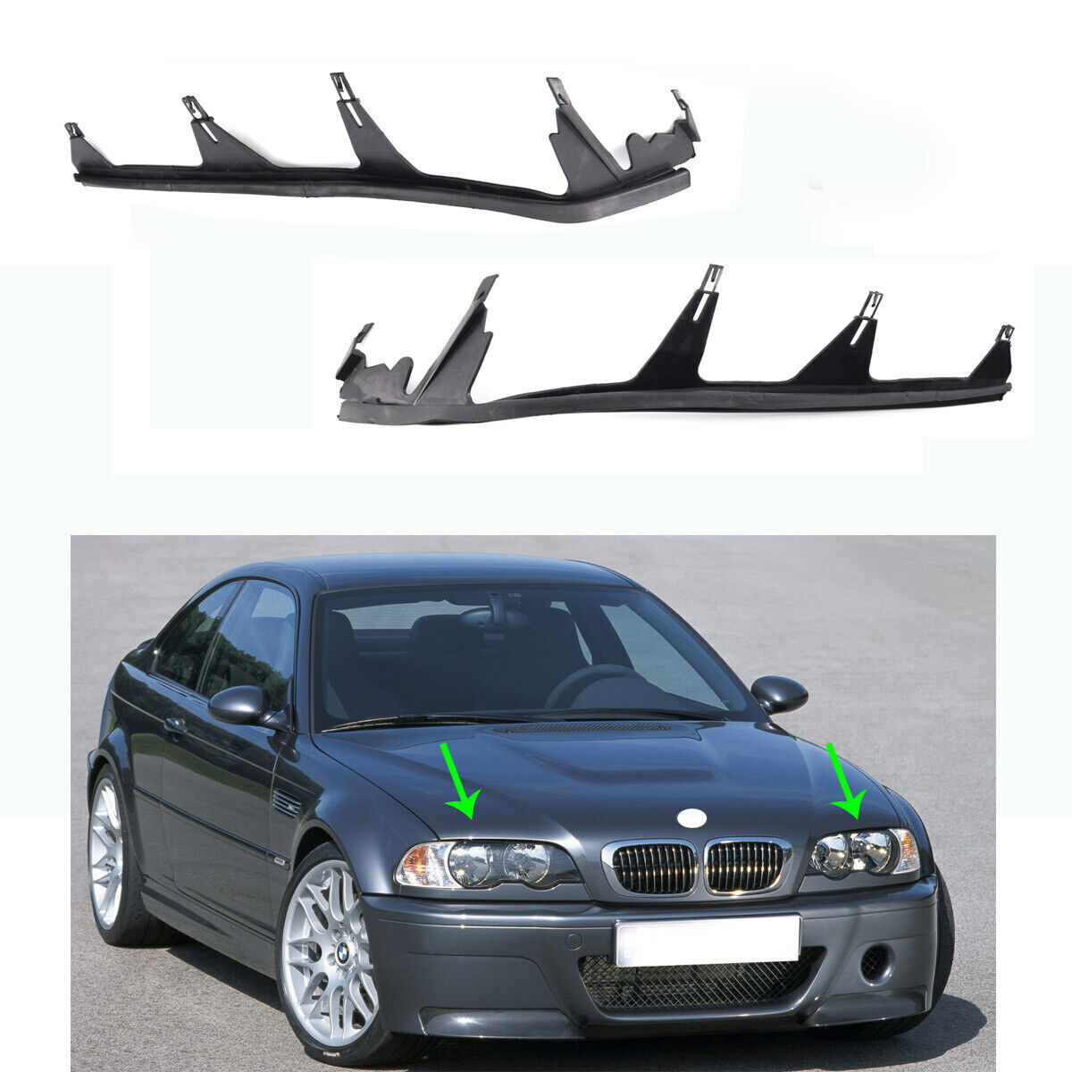 For BMW E46 M3 & 330Ci: Pair of Left & Right Headlight Cover Strips