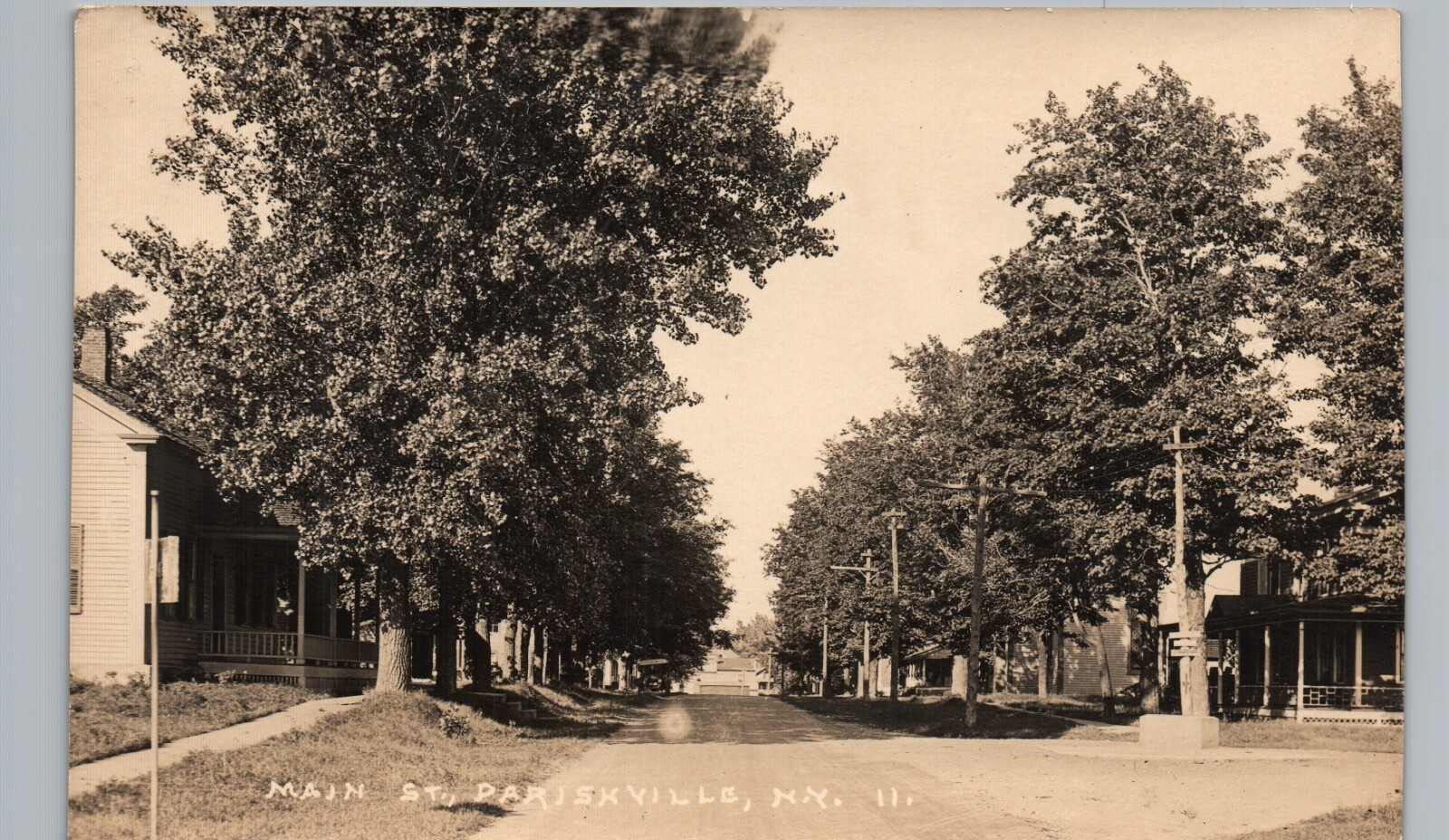 MAIN STREET parishville ny real photo postcard rppc new york lawrence history