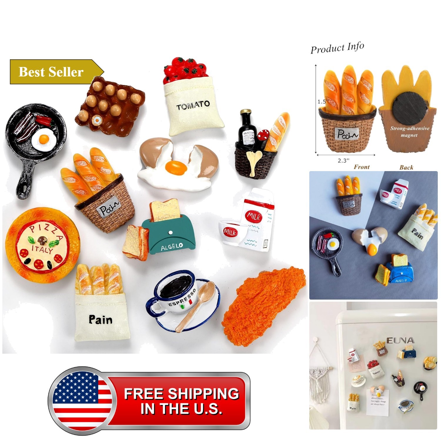 12 Pack Food Fridge Magnets, Cute 3D Food Magnet for Refrigerator, Strong-adh... 12 Pack Food Fridge Magnets, Cute 3D Food Magnet for Refrigerator, Strong-adh...