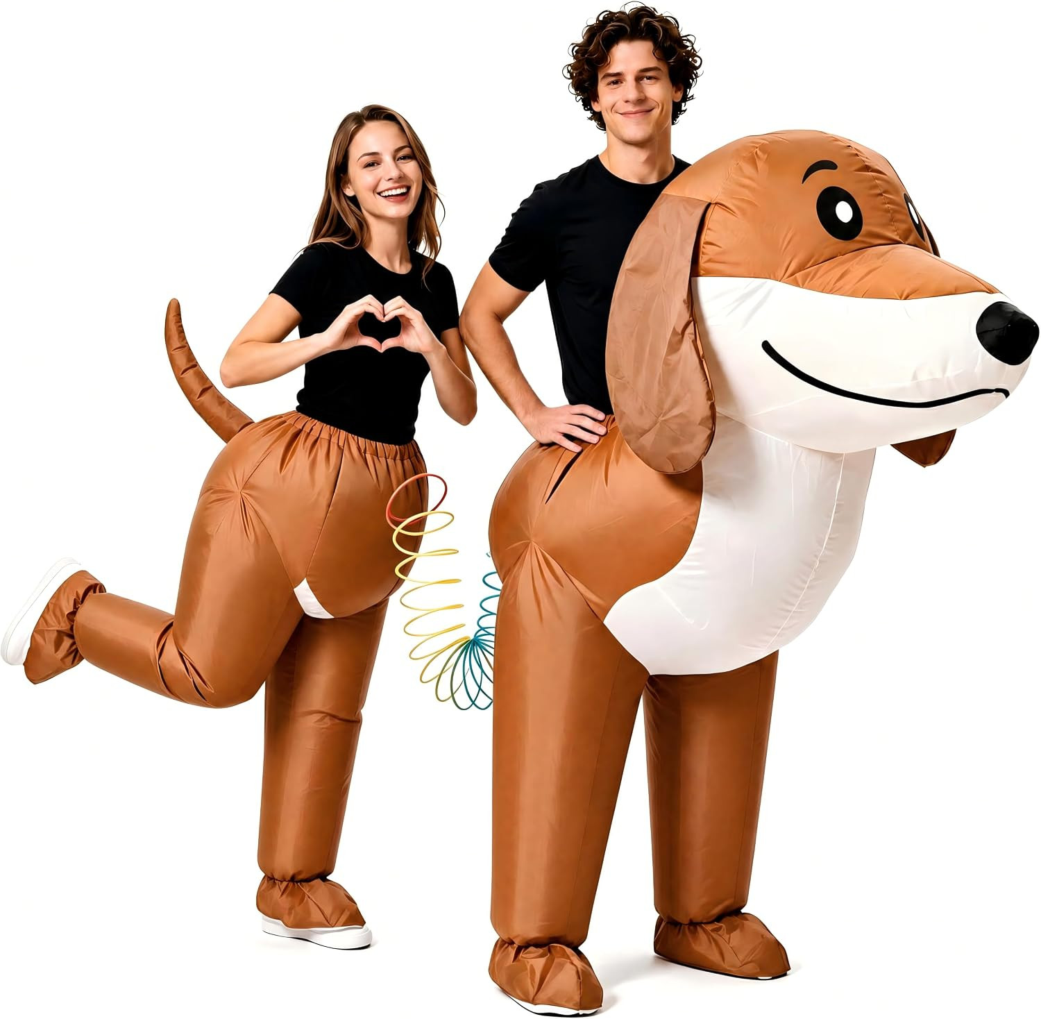 Two-Person Couples Inflatable Dachshund Dog Costume for Adults | Matching Blow u