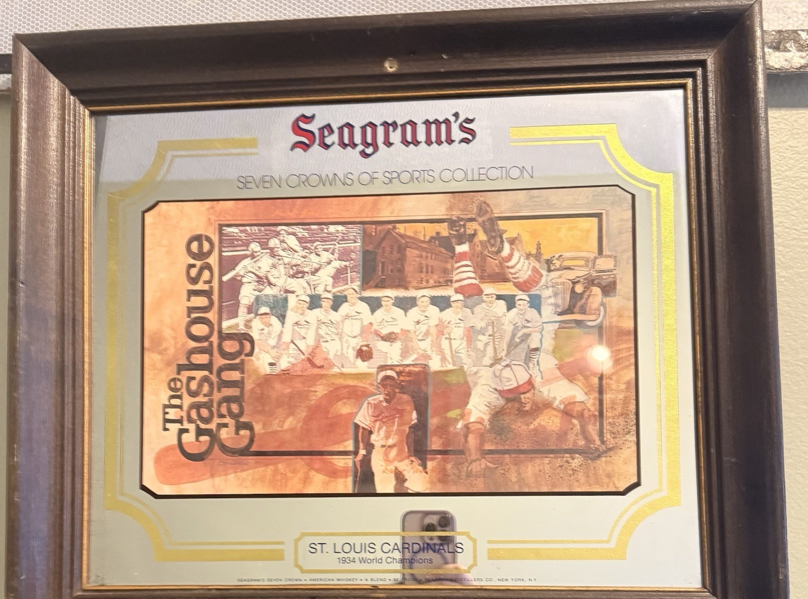 Vintage Seagram’s 7 Crown Gas House Gang St Louis Cardinals Advertising Mirror Vintage Seagram’s 7 Crown Gas House Gang St Louis Cardinals Advertising Mirror