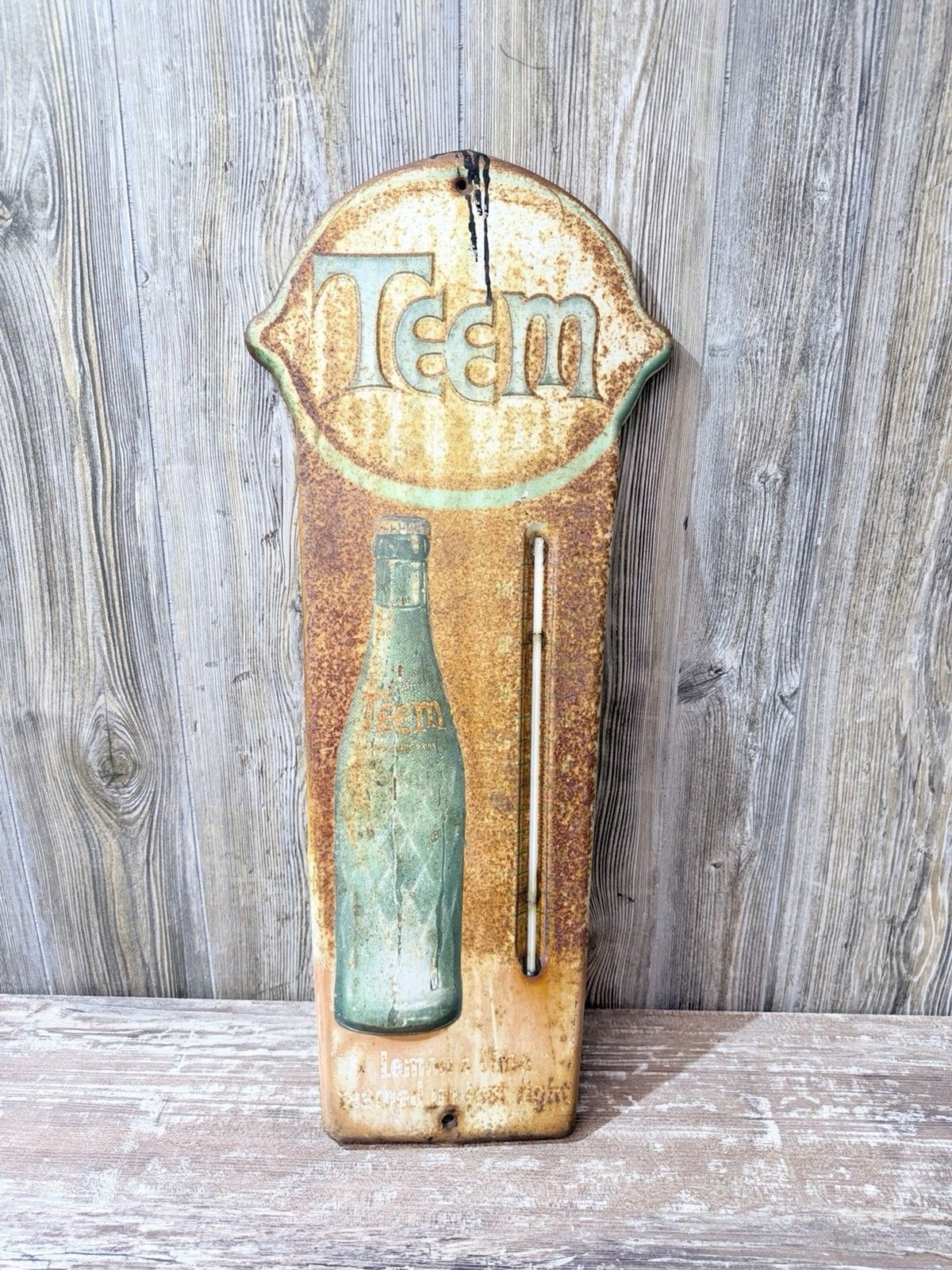 Vtg 1960s Original U.S.A Metal Teem Soda Beverage Art Advertising Thermometer Vtg 1960s Original U.S.A Metal Teem Soda Beverage Art Advertising Thermometer