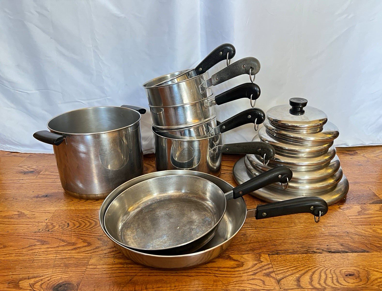 Vintage REVERE WARE 1801 Copper Bottom 15 Pc Cookware Set Double Ring Pre-1968 Vintage REVERE WARE 1801 Copper Bottom 15 Pc Cookware Set Double Ring Pre-1968