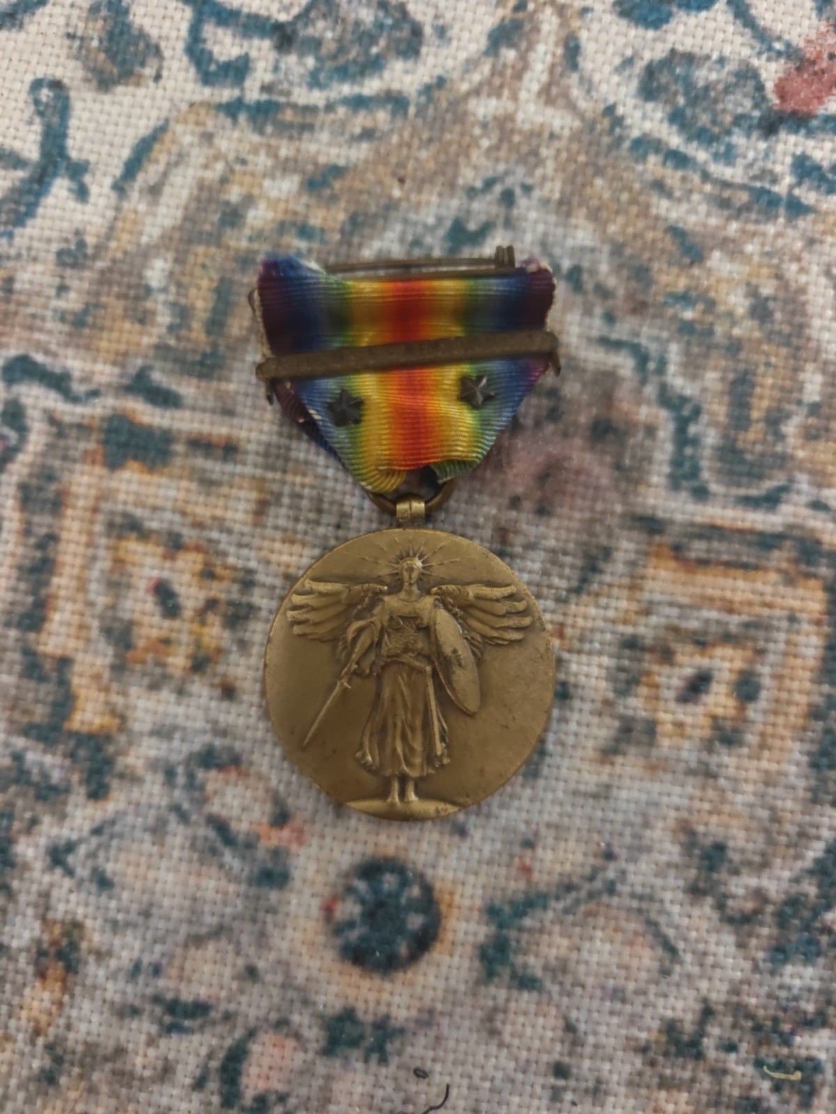 Original WW1 US VICTORY MEDAL 2 Stars Banner Meuse-Arconne Original WW1 US VICTORY MEDAL 2 Stars Banner Meuse-Arconne