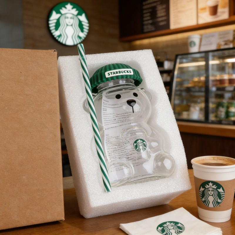 2026 100% Authentic Starbucks x Peanuts Bear Glass Cup Brand NewHalloween Gift