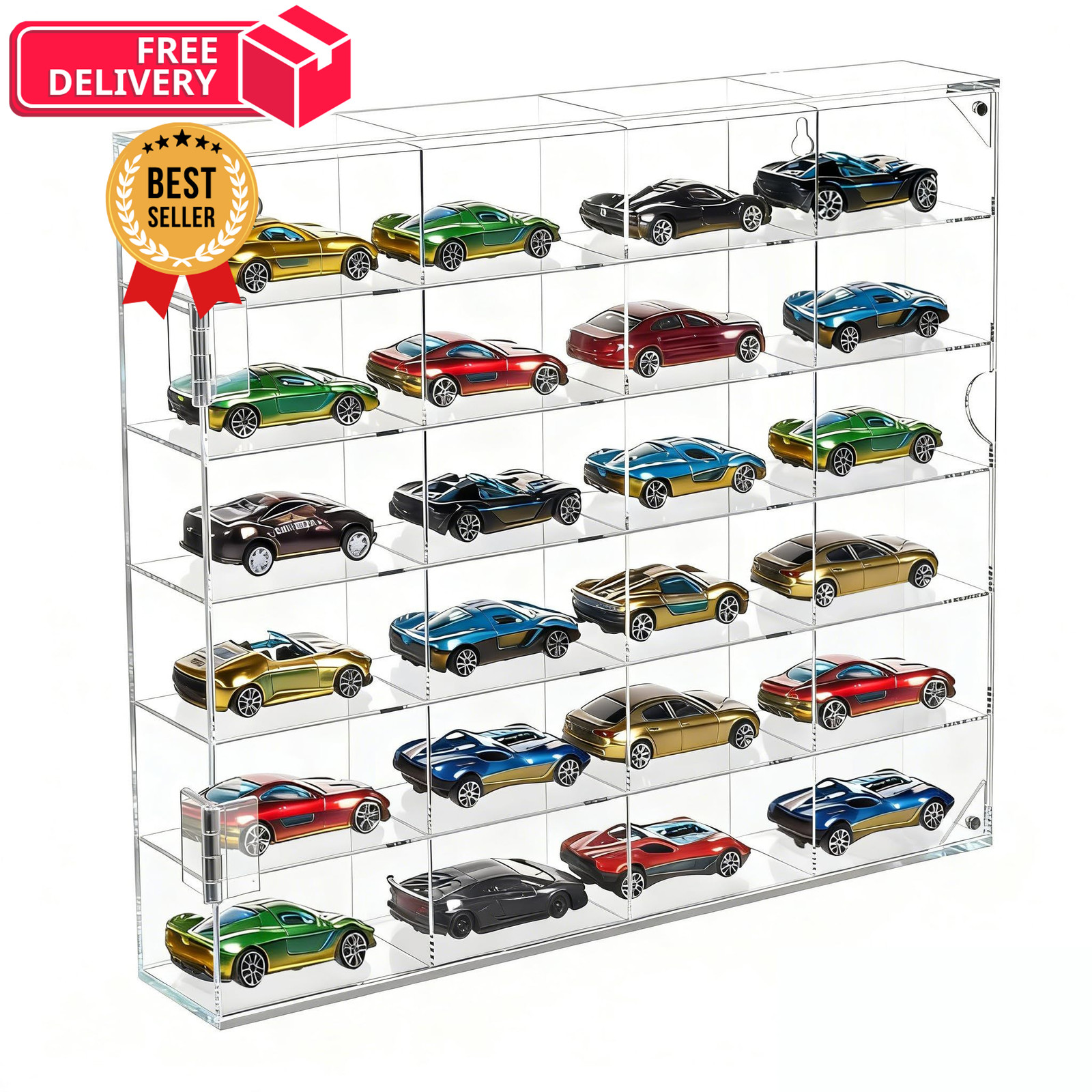 JUESHA Acrylic Display Case for Hot Wheels Storage 1/64 Scale, Clear