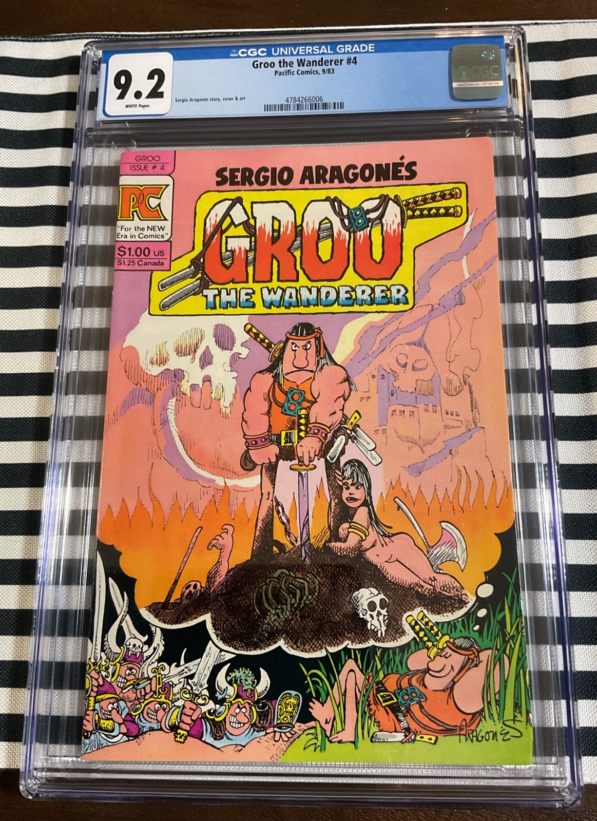 1982 Pacific GROO THE WANDERER #4 Graded CGC 9.2 NM- Sergio Argonnes WHITE PAGE 1982 Pacific GROO THE WANDERER #4 Graded CGC 9.2 NM- Sergio Argonnes WHITE PAGE