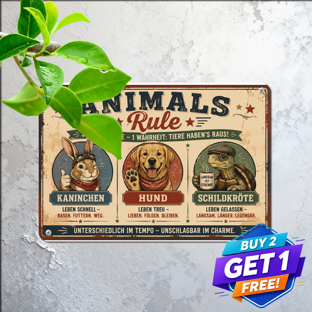 Funny Animals Cartoon Sign Metal Tin Sign Pet Room Wall Decor 8x12