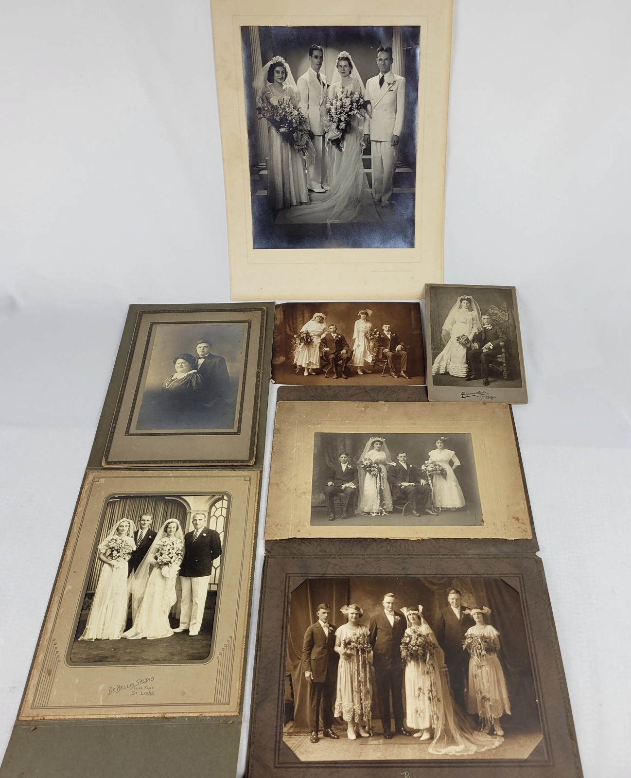 Antique Wedding Portrait Photos 1920's 1940's Double Wedding Brides Gown Veil Antique Wedding Portrait Photos 1920's 1940's Double Wedding Brides Gown Veil