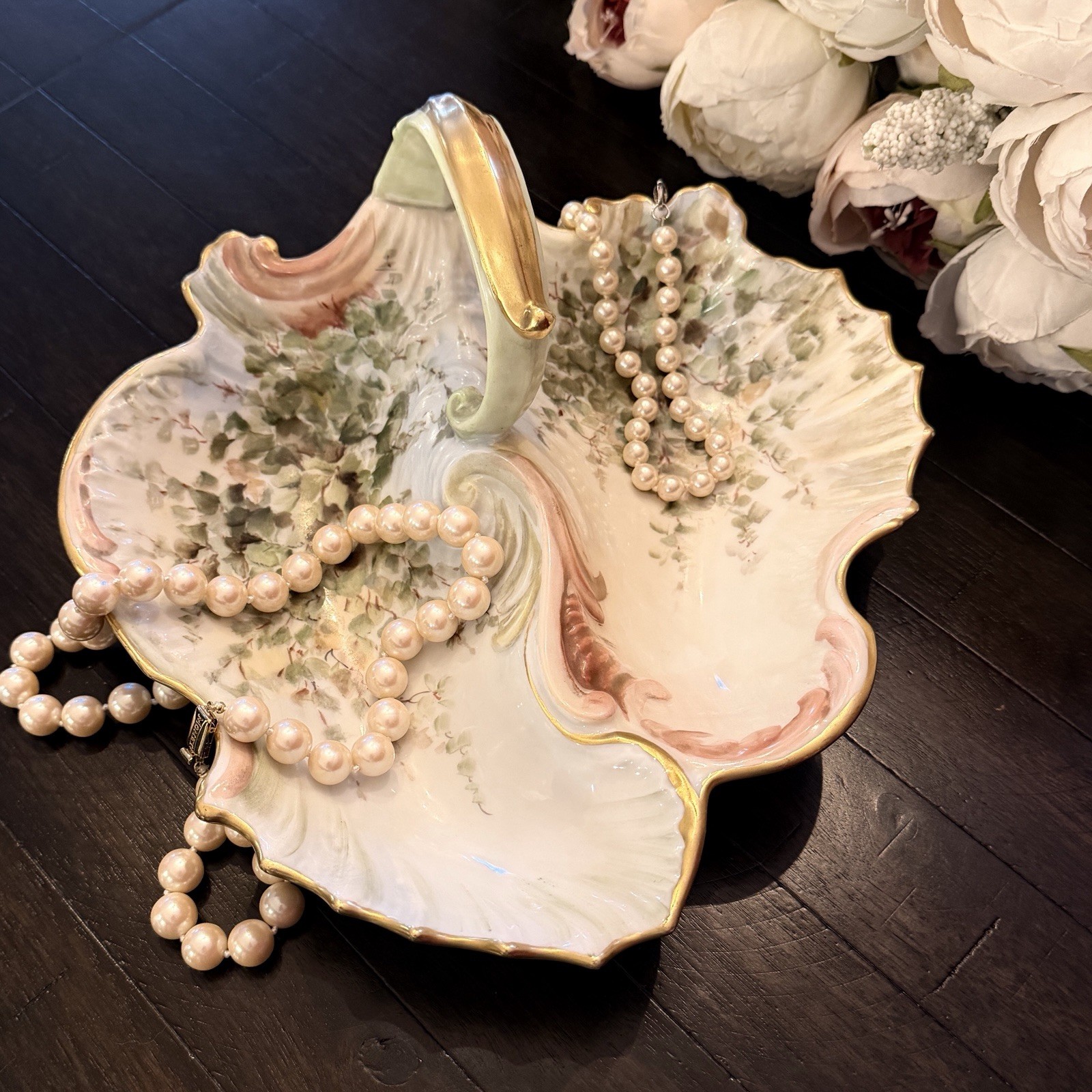 Antique Victorian Limogesporcelain divided serving dish, circa late 1800s Antique Victorian Limogesporcelain divided serving dish, circa late 1800s