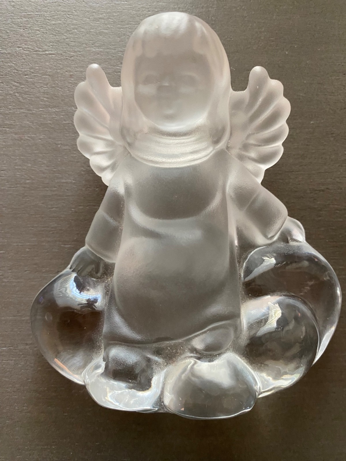 Vintage Goebel Frosted Crystal Angel Figurine Cherub Clear Base Heavy 1983 Vintage Goebel Frosted Crystal Angel Figurine Cherub Clear Base Heavy 1983