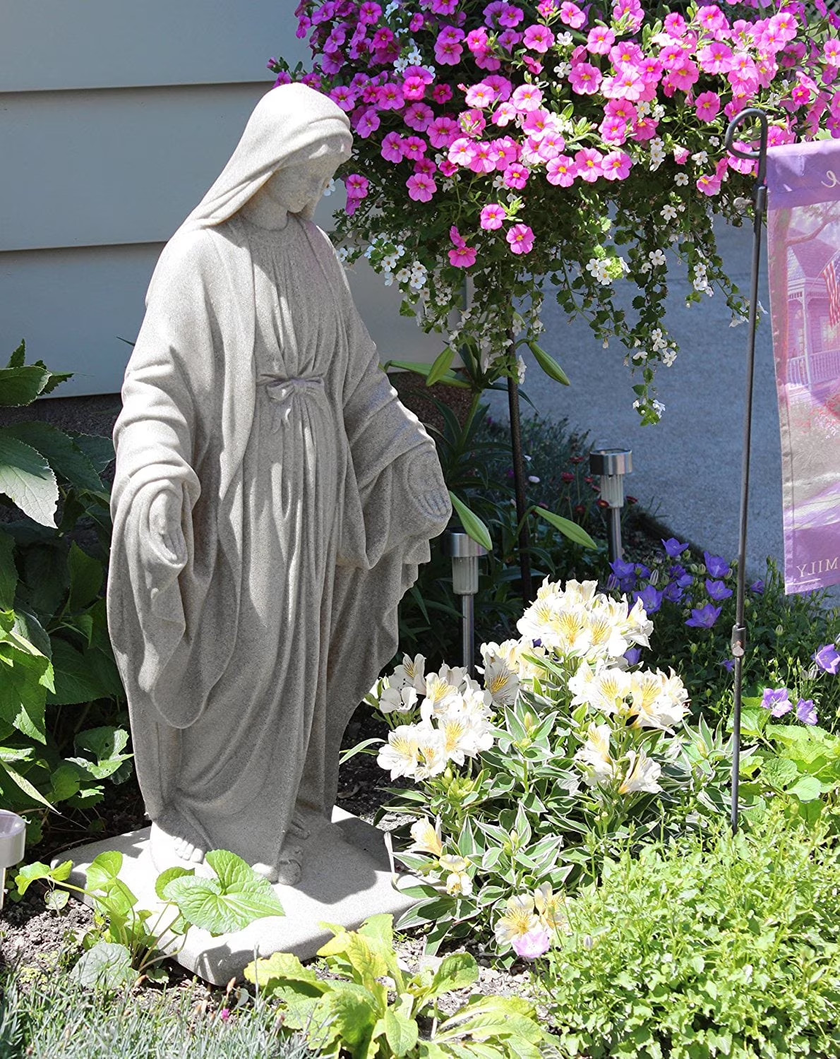 3ft. Tall Virgin Mary Statue, Granite, Outdoor Religious Garden Sculpture Lawn