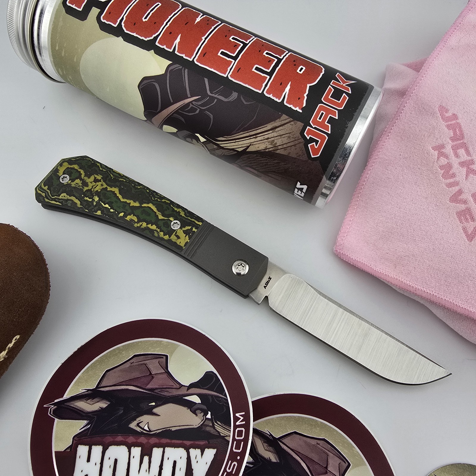 Jack Wolf Pioneer Jack Folding Knife CPM S90V Toxic Storm FatCarbon Titanium Jack Wolf Pioneer Jack Folding Knife CPM S90V Toxic Storm FatCarbon Titanium