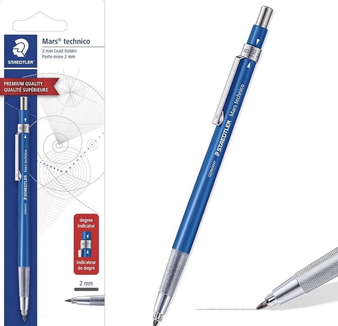 STAEDTLER Mars Technico Mechanical Pencil, 2mm (2) Lead Holder STAEDTLER Mars Technico Mechanical Pencil, 2mm (2) Lead Holder