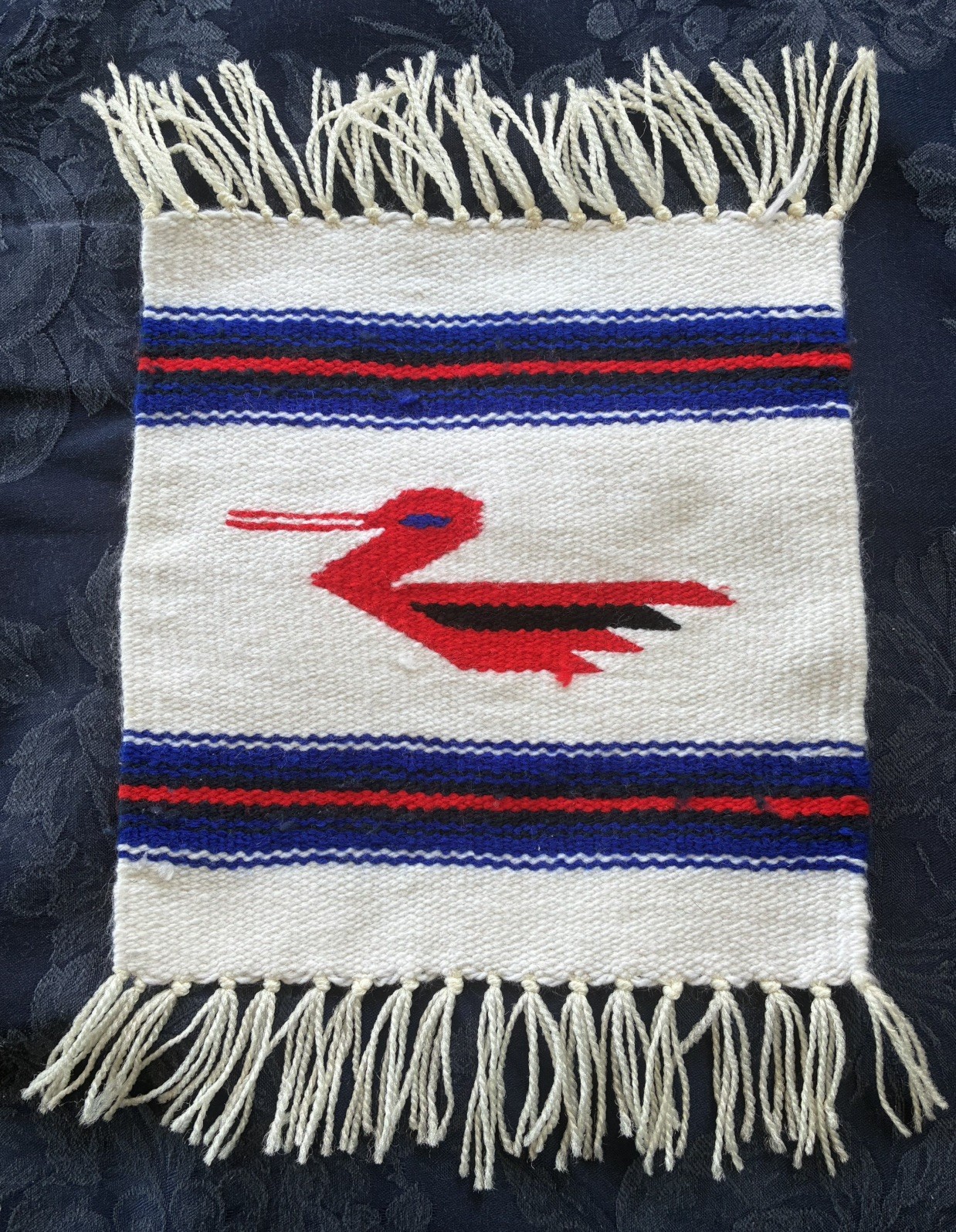 VTG Native American Chimayo Bird Hand Woven Wool Wall Hanger Placemat 10” x 9.5” VTG Native American Chimayo Bird Hand Woven Wool Wall Hanger Placemat 10” x 9.5”