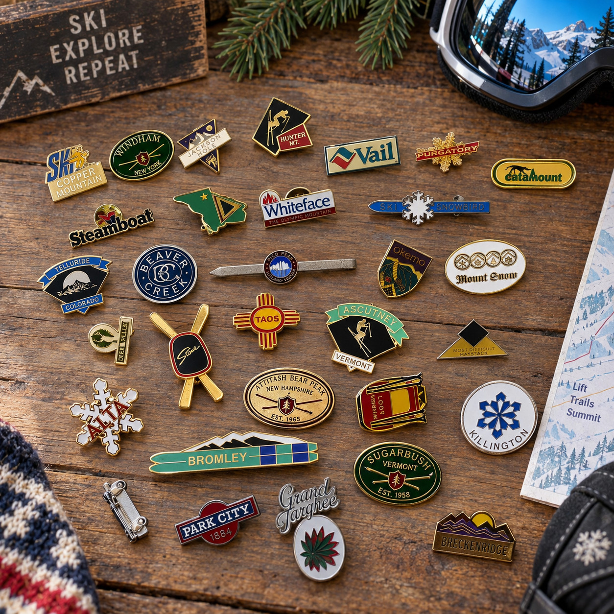 Ski Resort Pin Collection Lot of 30 Vail Stowe Killington Snowbird Rare Vintage Ski Resort Pin Collection Lot of 30 Vail Stowe Killington Snowbird Rare Vintage