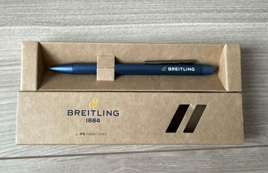 [New w/Box] BREITLING Novelty Faber-Castell Blue Aluminum Hairline Ballpoint Pen