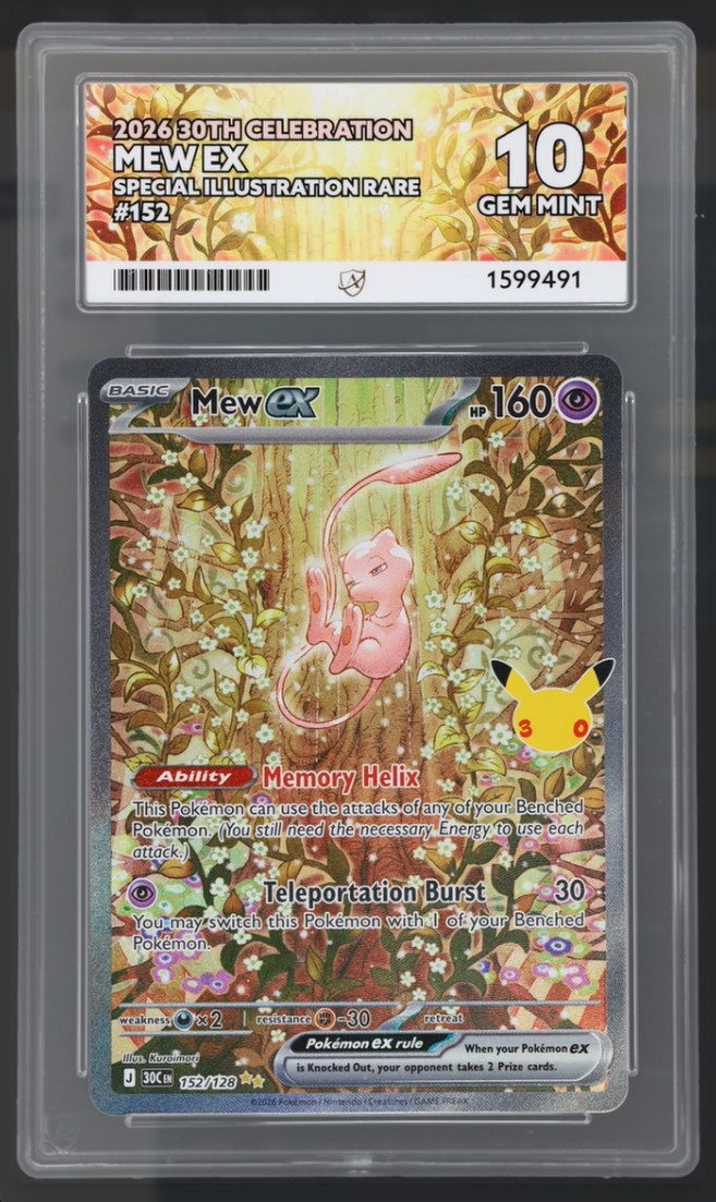 ACE Grading 10 Pokémon TCG Mew ex 152/128 30th Celebration SIR Foil Eng ACE Grading 10 Pokémon TCG Mew ex 152/128 30th Celebration SIR Foil Eng