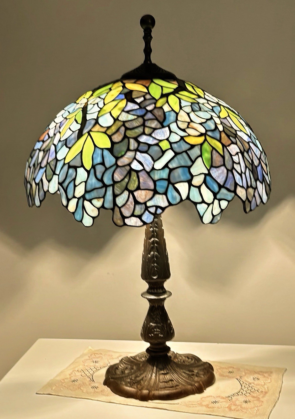Edward Miller 23” Table Lamp With Tiffany Style Wisteria Shade Edward Miller 23” Table Lamp With Tiffany Style Wisteria Shade